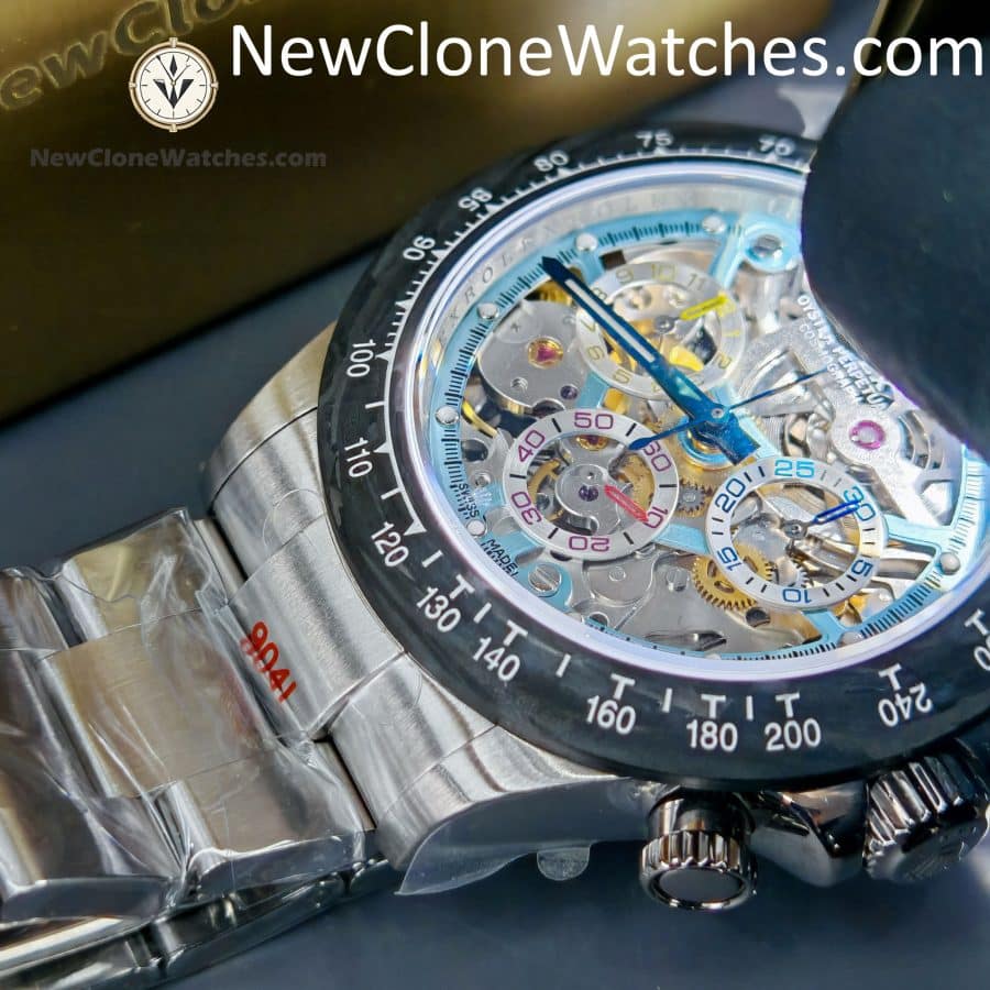 Modified Super Clone Watches 1:1 Sonic Rolex Daytona Skeleton Dial 4130 Movement