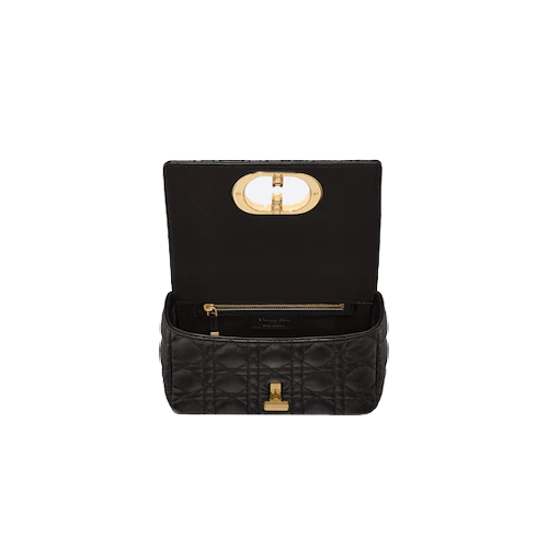 SMALL DIOR CARO BAG Black Supple Cannage Calfskin