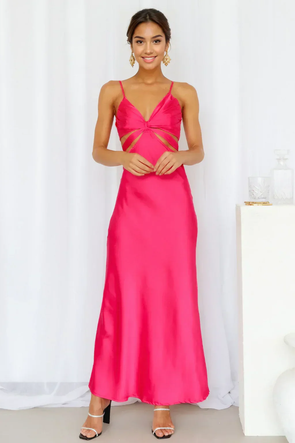 Cherry Pop Midi Dress Hot Pink