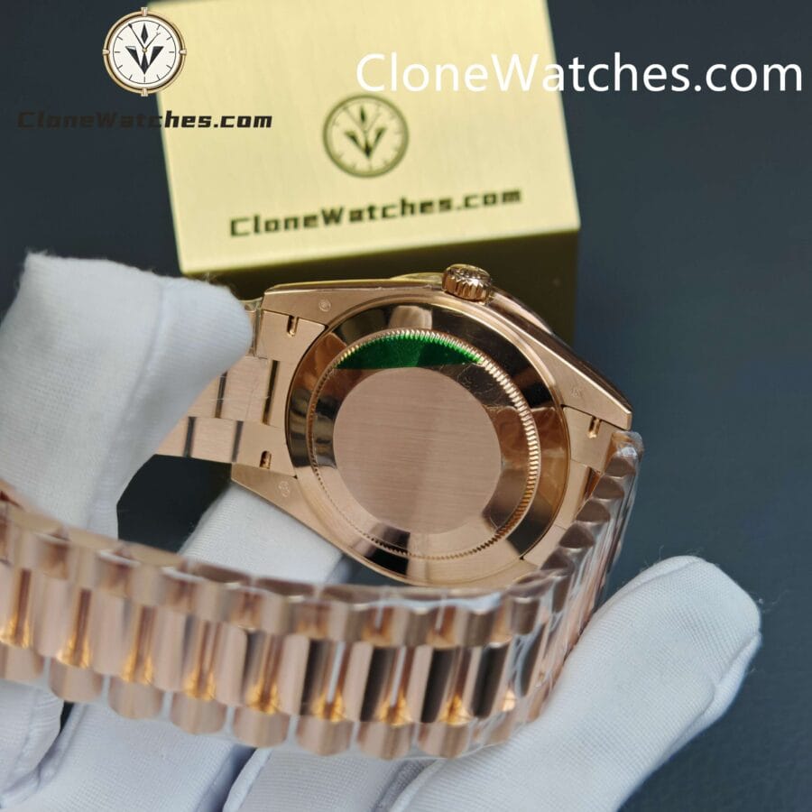 Modified Super Clone Watches 1:1 Rolex Rose Gold Day Date Rainbow Circle 3255 Movement