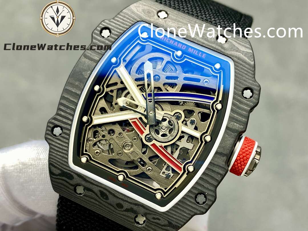 Richard Mille Super Clone Watches 1:1 RM 67 – 02 Carbon Tourbillon Black Strap