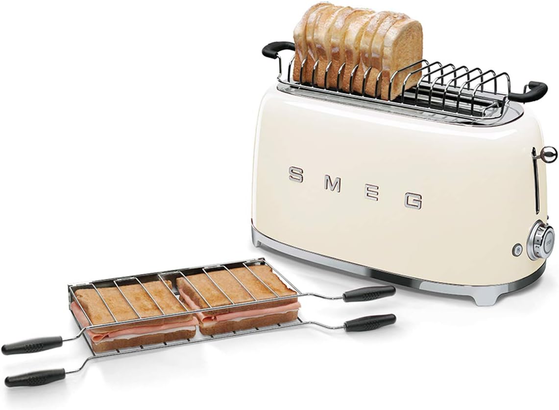 Grille-pain 4 tranches fentes 36 mm 6 niveaux 1500W crème