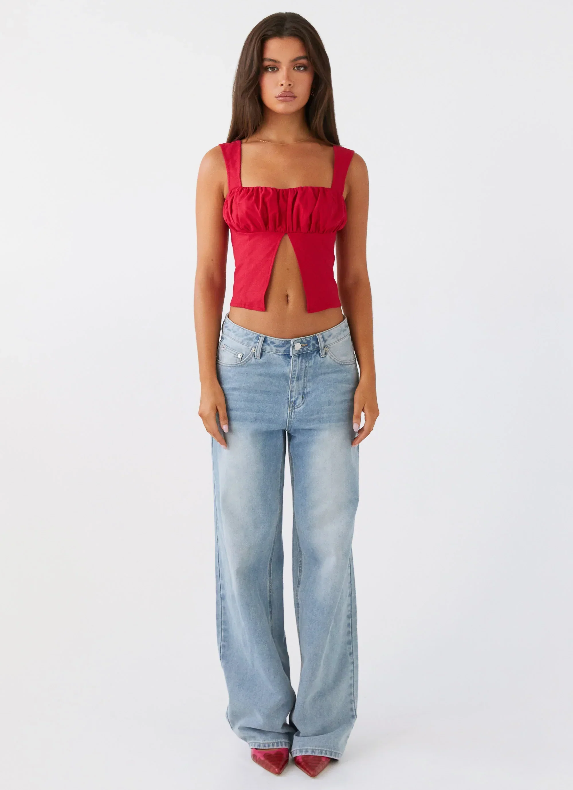 A Poet's Notes Linen Top - Red