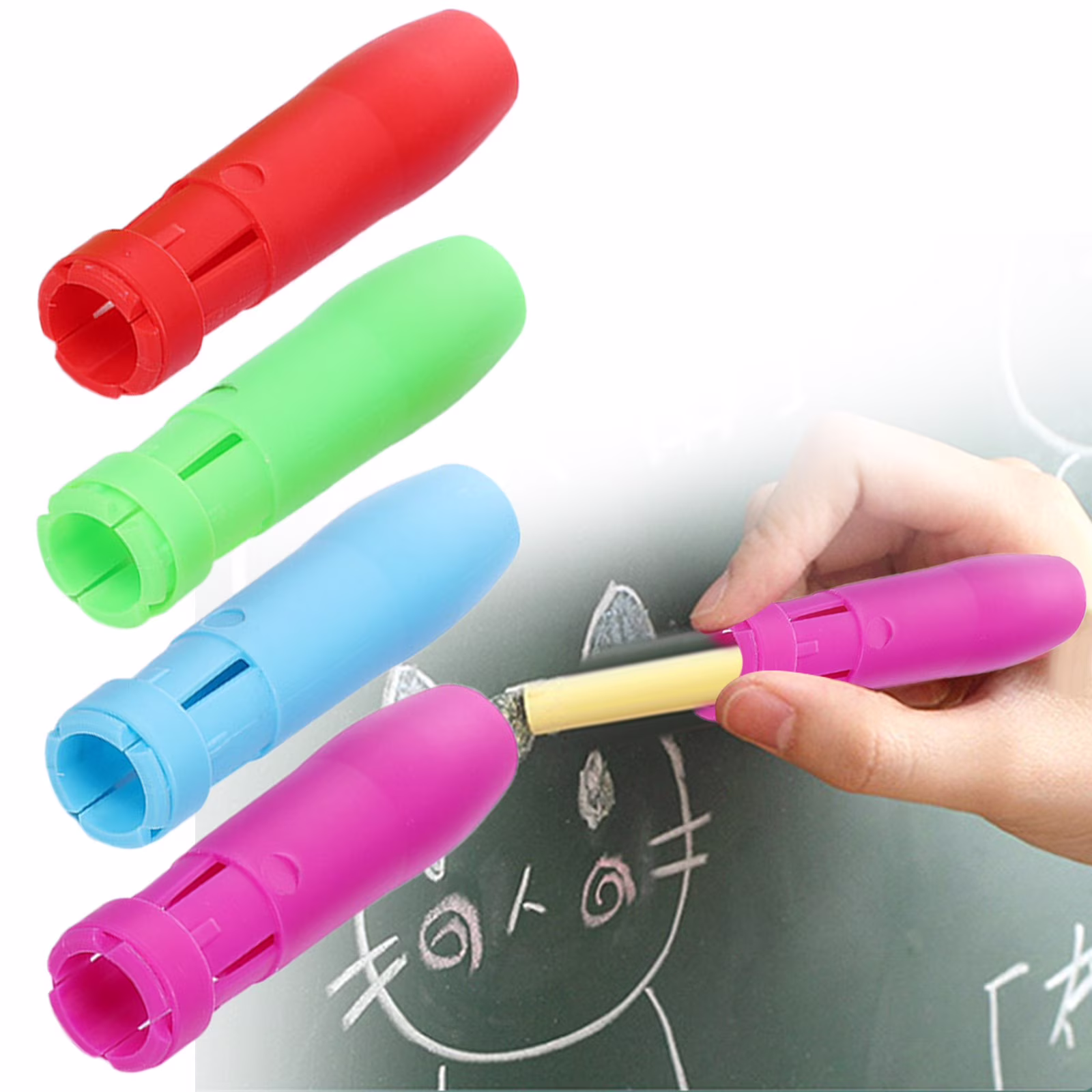 Kaireo Sidewalk Chalk Holders , 5 Pcs Adjustable Plastic Railroad Chalk Clip for Outdoor Handheld Chalk Application - Add to Cart