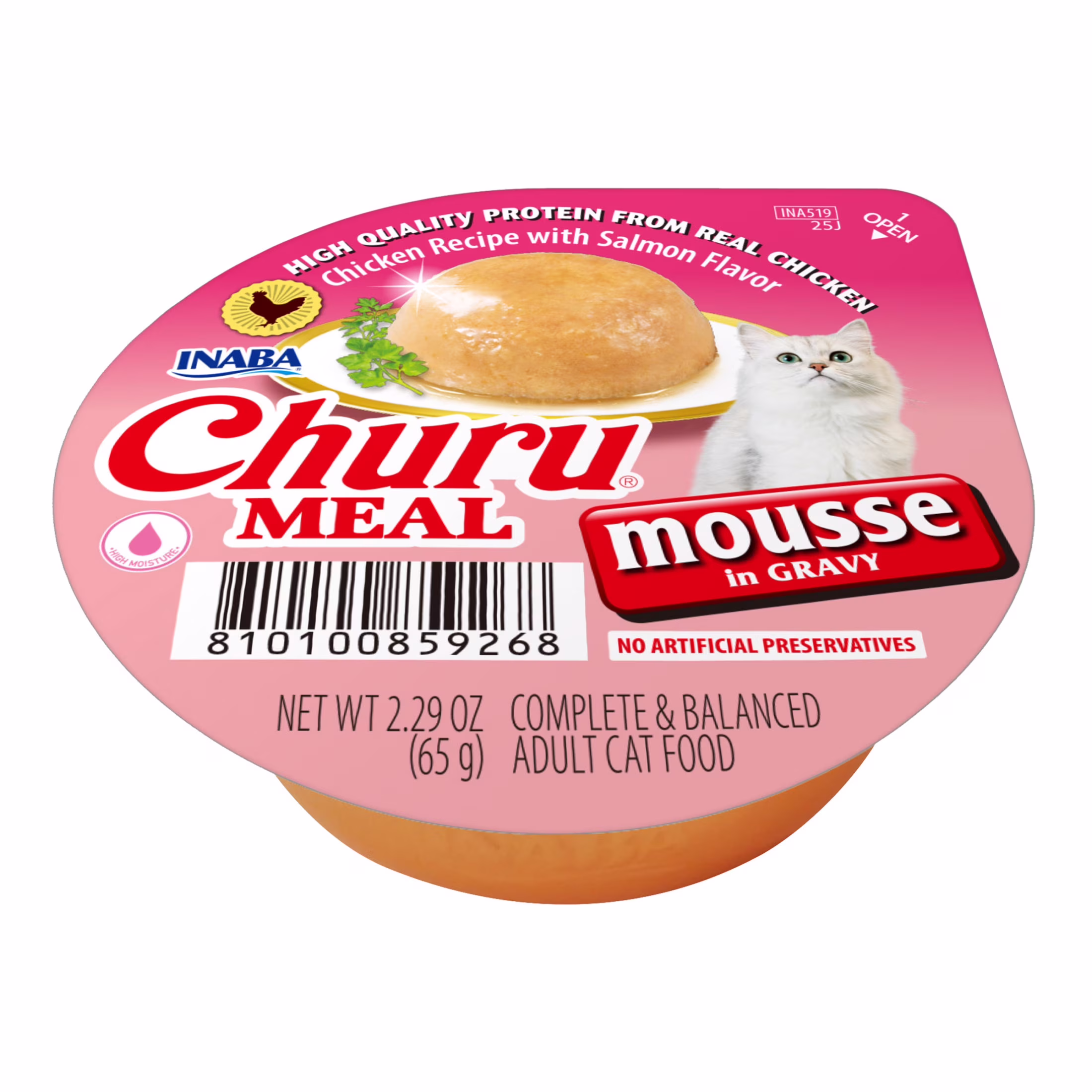 INABA Churu Meal Mousse Adult Wet Cat Food, 2.29 oz cup, 1-count, Chicken Recipe with Salmon Flavor