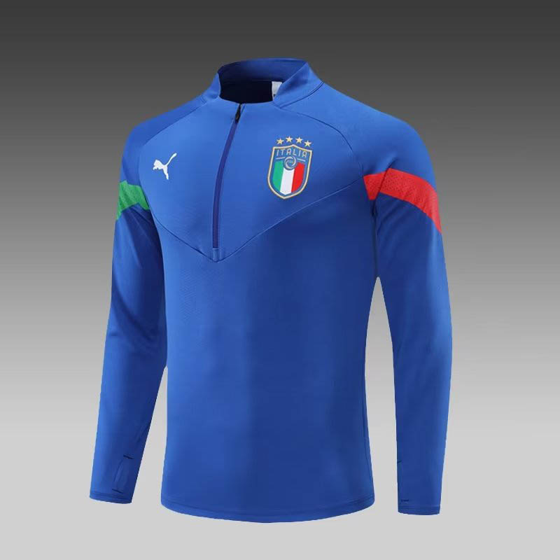 2022/2023 Italy Half-Pull Training Suit Blue Soccer Shirt Set