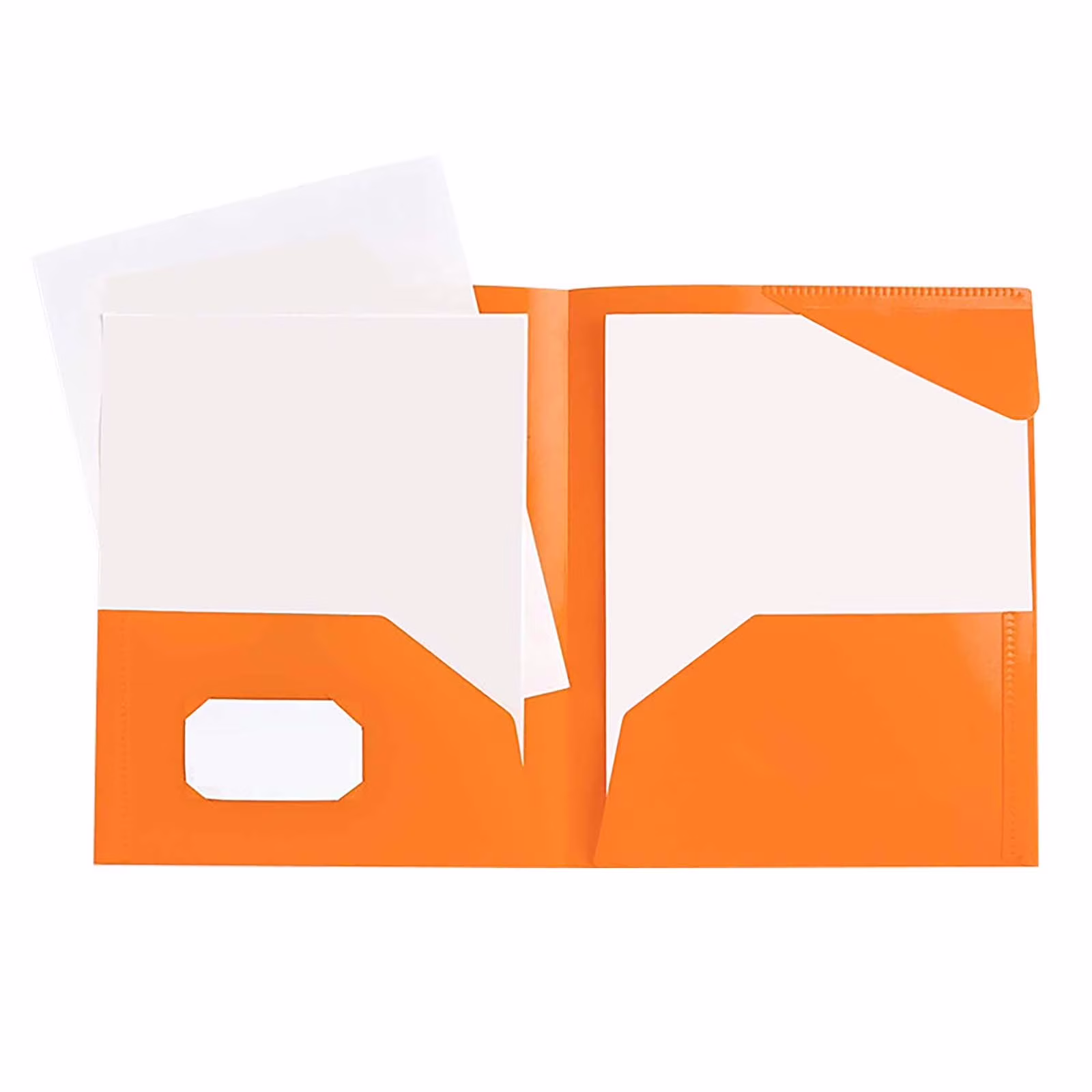 TXYRDXK 1Pc Plastic Folder with Pockets, Heavy Duty Folder with 4 Pockets for Office and Business, Four Pockets Folders with Business Card Holder for Document (Orange)