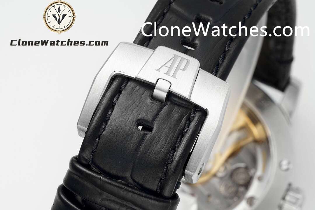 Audemars Piguet Super Clone Watches 1:1 Code 11.59 by 15210BC Black Dial 41MM Leather Strap