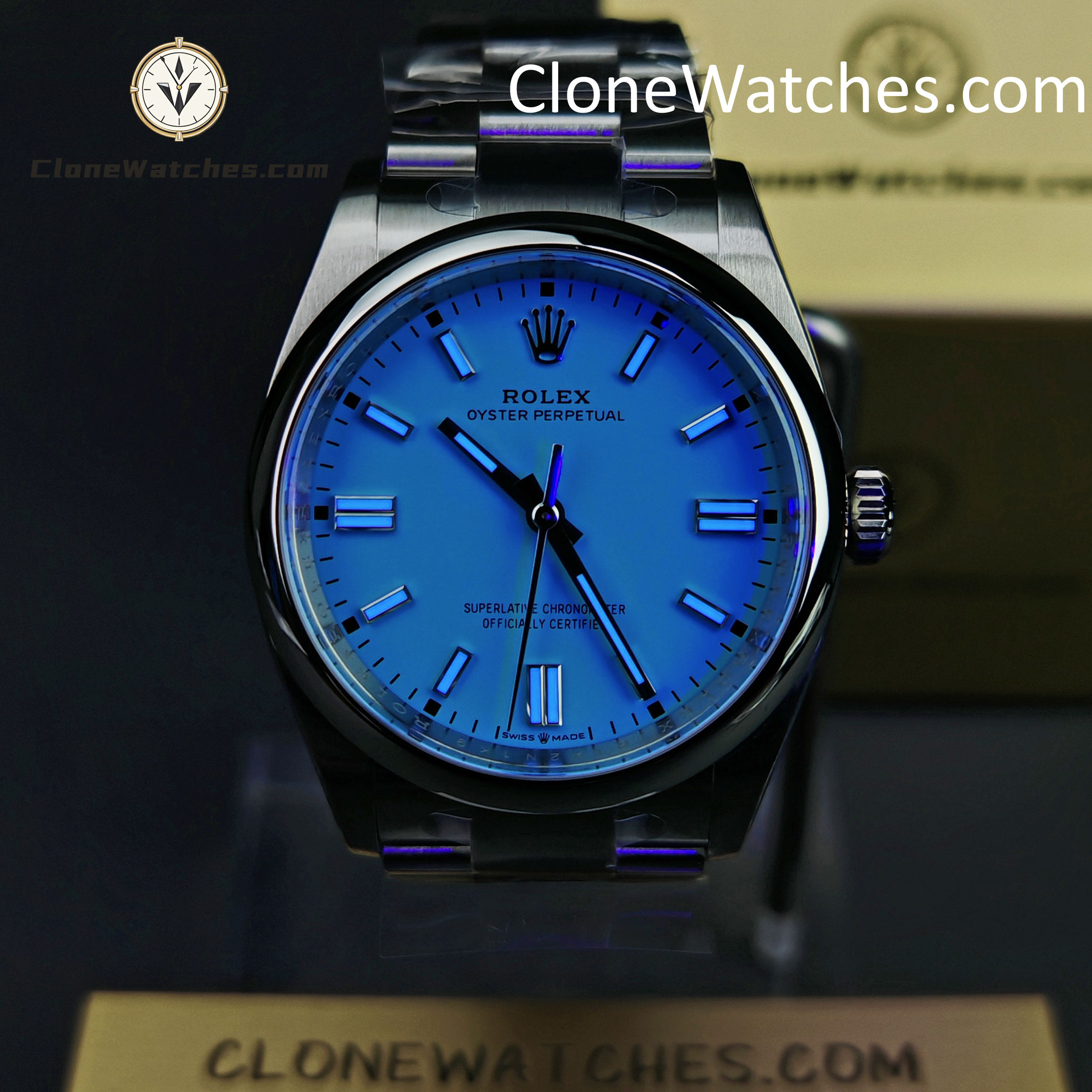 Rolex Super Clone Watches 1:1 Oyster Perpetual Turquoise Blue Dial 36mm M126000-0006 3230 Movement