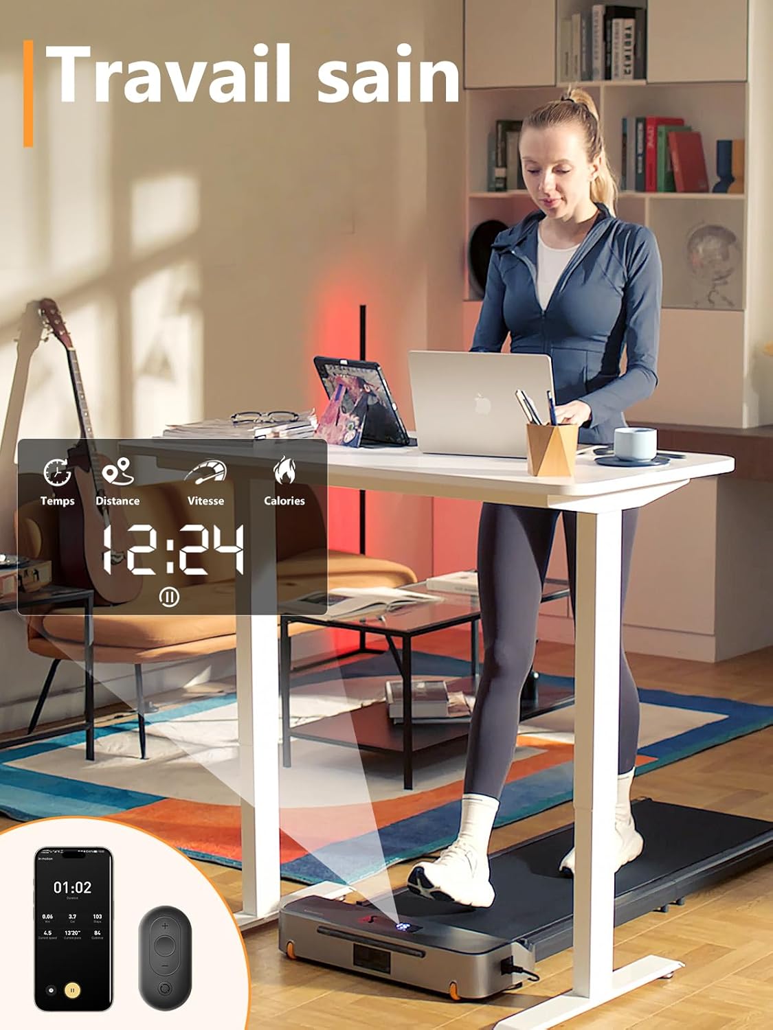 Tapis marche pliable électrique silencieux 6 km h télécommande