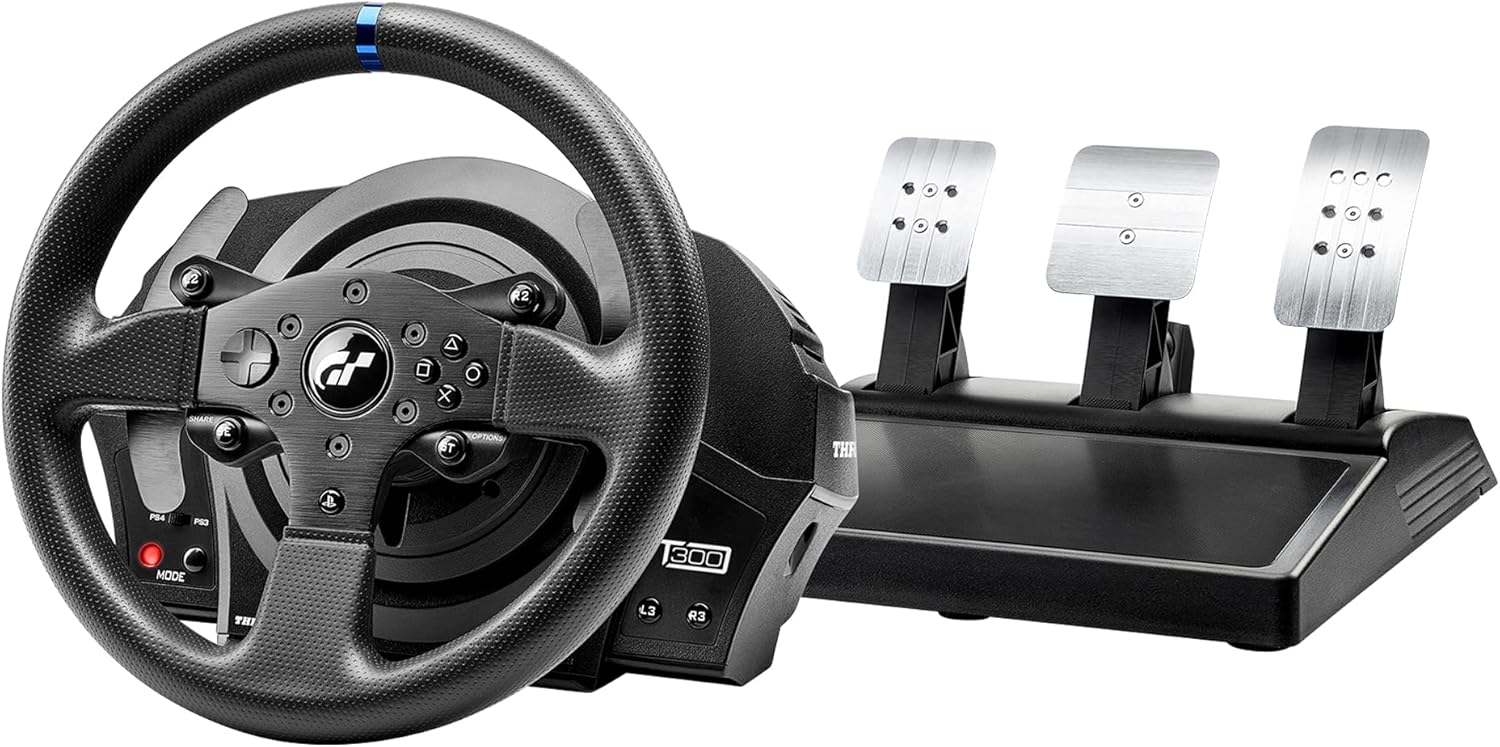 Volant pédales course retour de force compatible PC et consoles