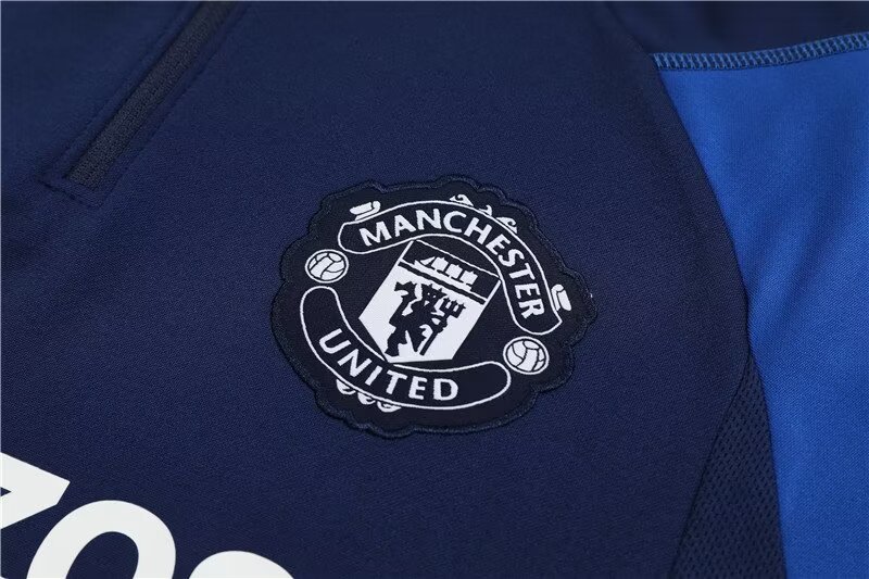 2023/2024 Manchester United half-pull training suit sapphire blue suit 1:1 Thai quality