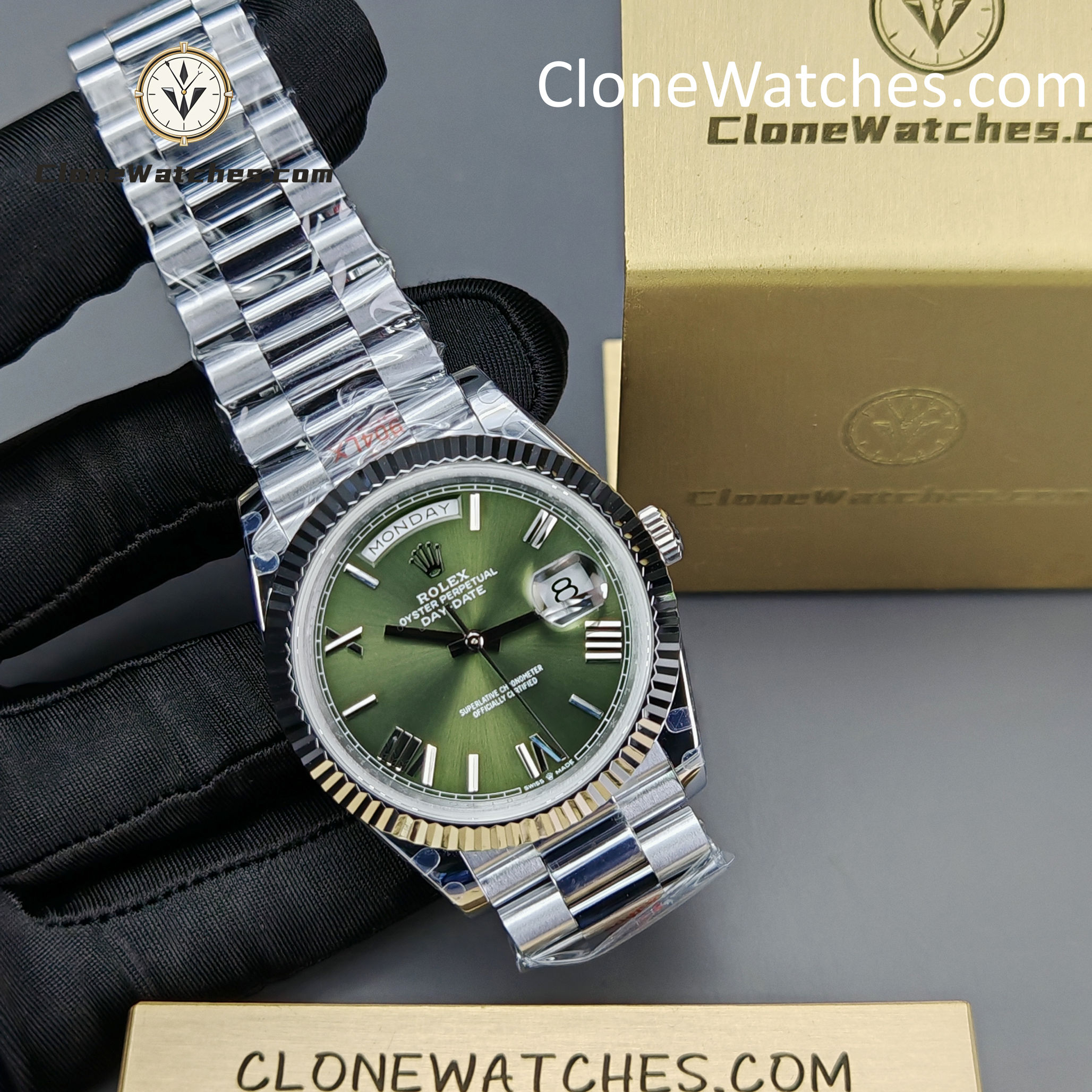 Rolex Super Clone Watches 1:1 Day Date Olive Green Dial 40mm m228239-0033 3255 Movement