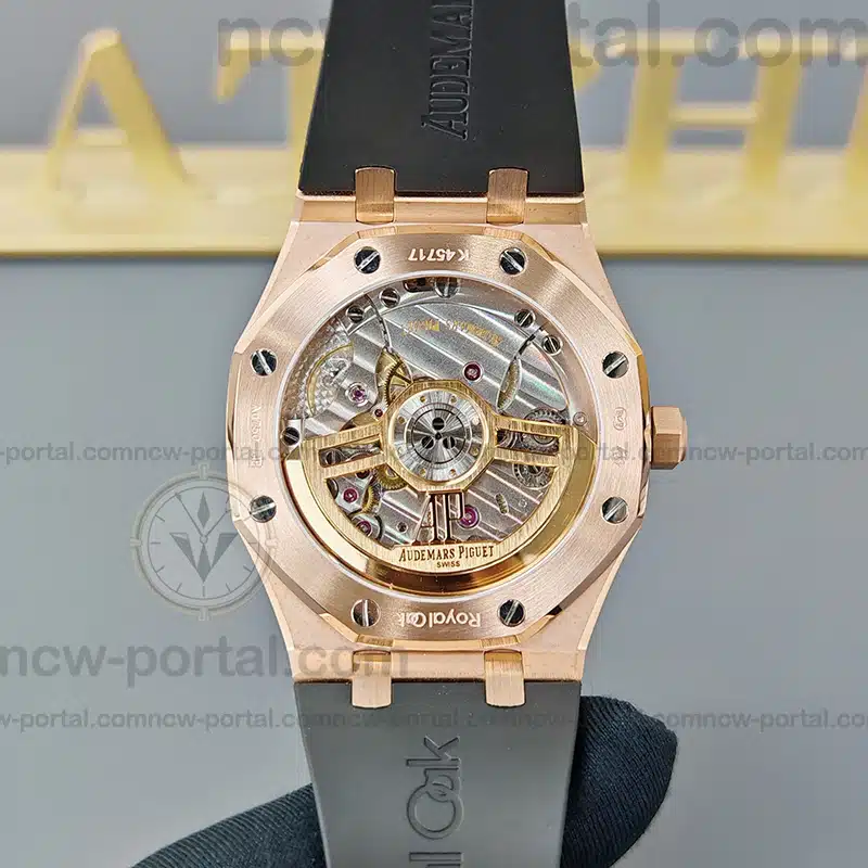 Audemars Piguet Super Clone Watches 1:1 Royal Oak 15510 Rose Gold Black Dial & Black Rubber Strap 41MM