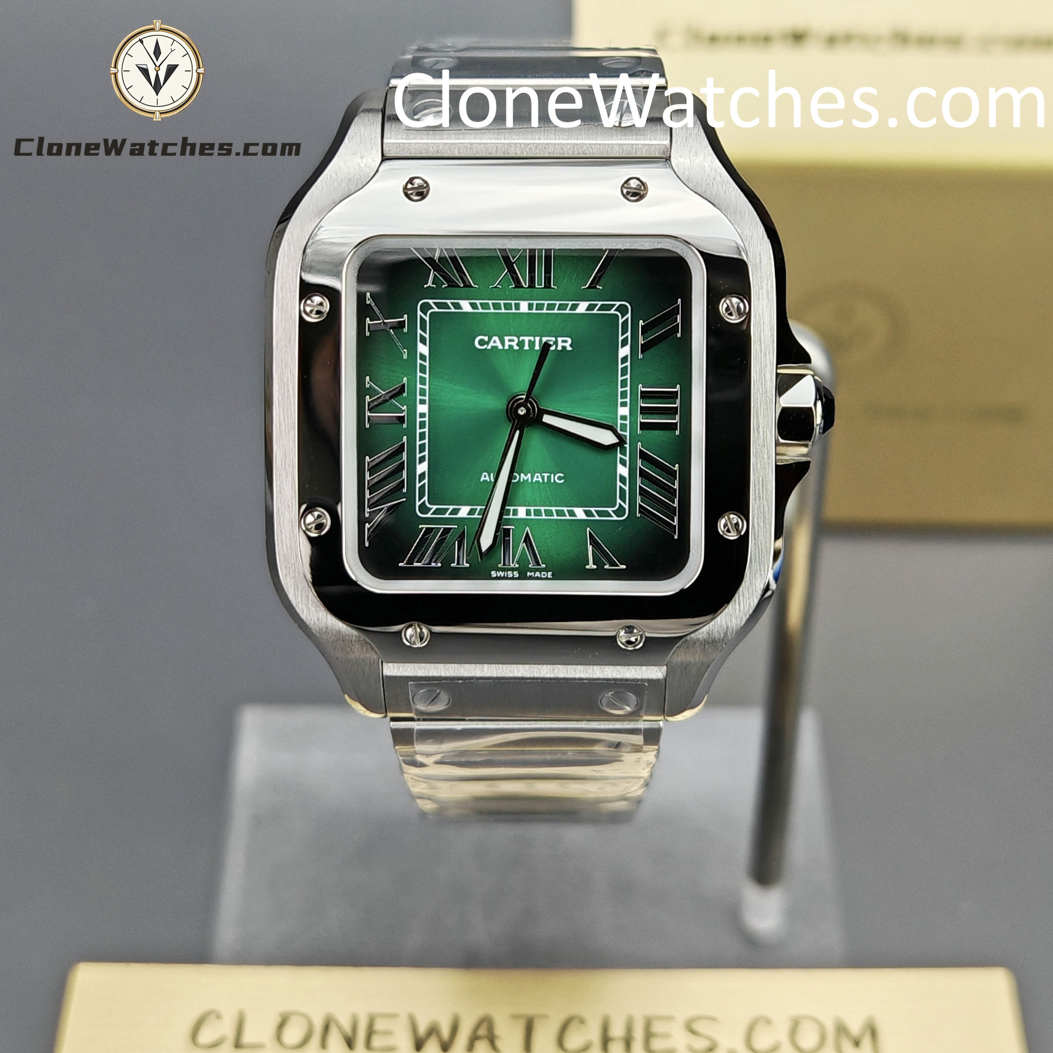 Cartier Super Clone Watches 1:1 Santos Series Green Dial 35.1MM WSSA0061