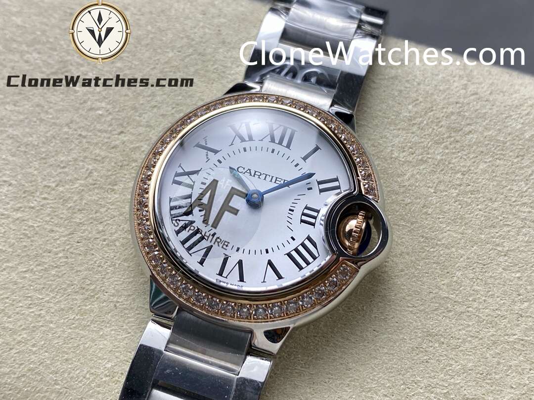 Cartier Super Clone Watches 1:1 Ballon Bleu de WE902079 White Roman Dial 28mm