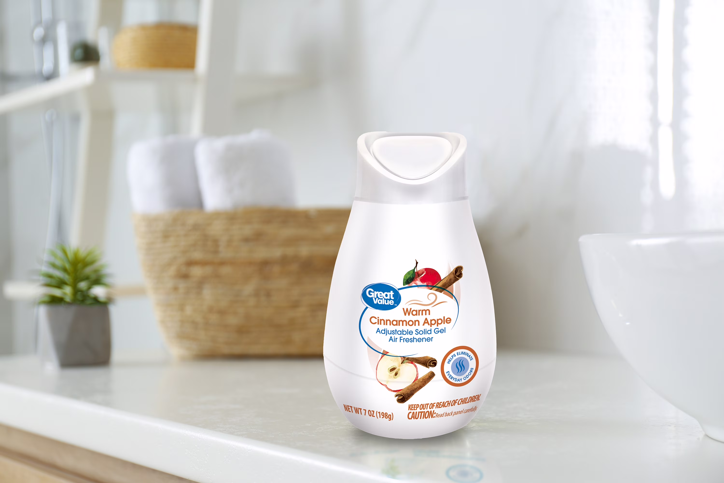 Great Value Adjustable Solid Gel Cone Air Freshener, Warm Cinnamon Apple, 7 oz