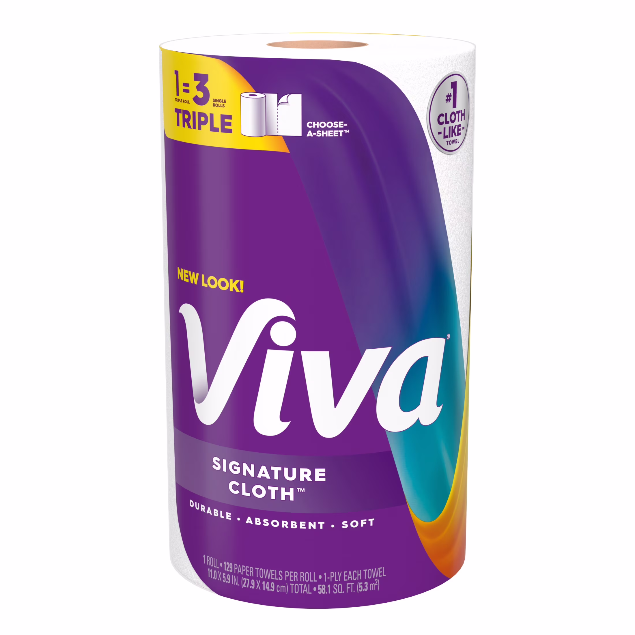 Viva Signature Cloth Paper Towels, 1 Triple Roll, 129 Sheets per Roll