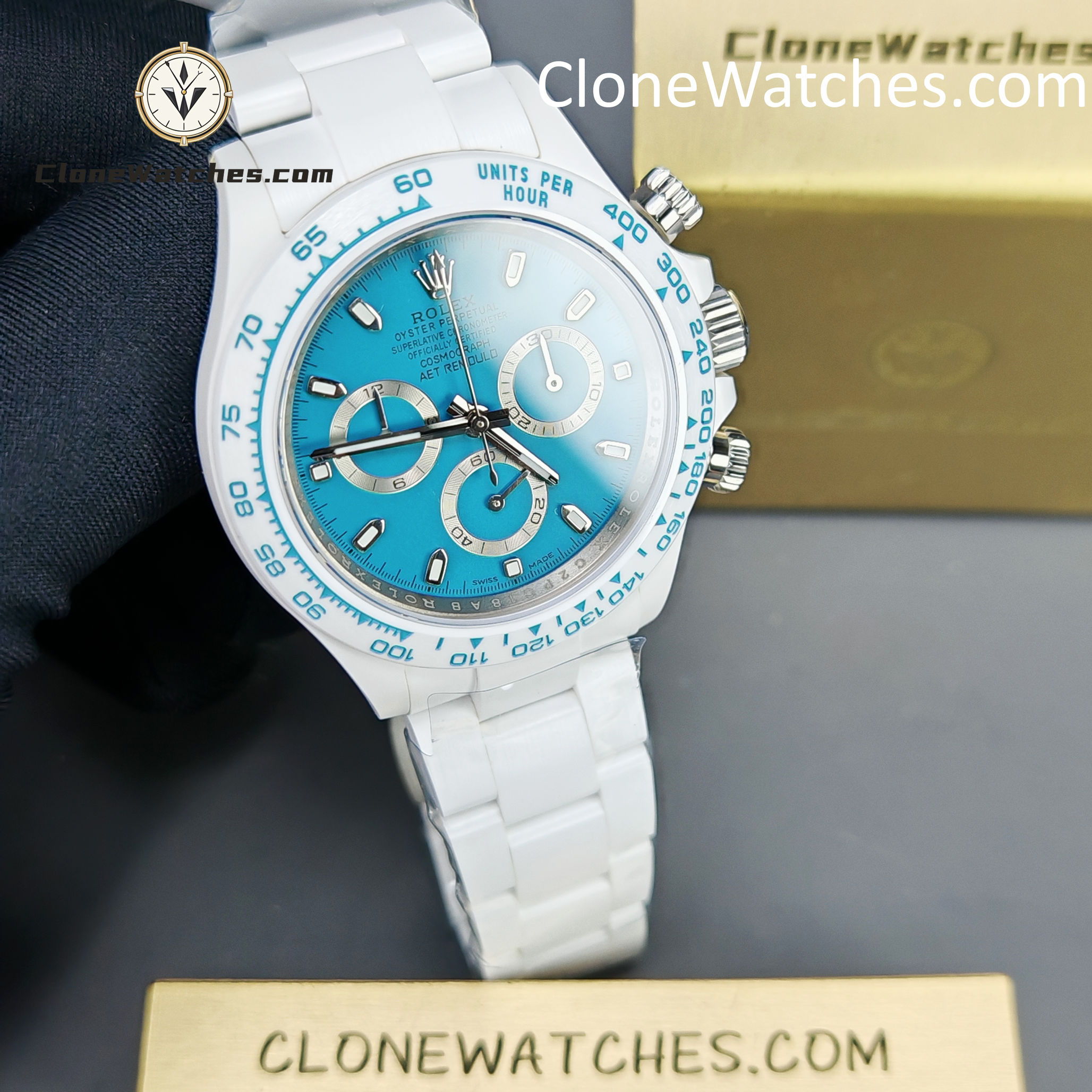Modified Super Clone Watches 1:1 AET Rolex Daytona Full Ceramic Abu Dhabi 4130 Movement