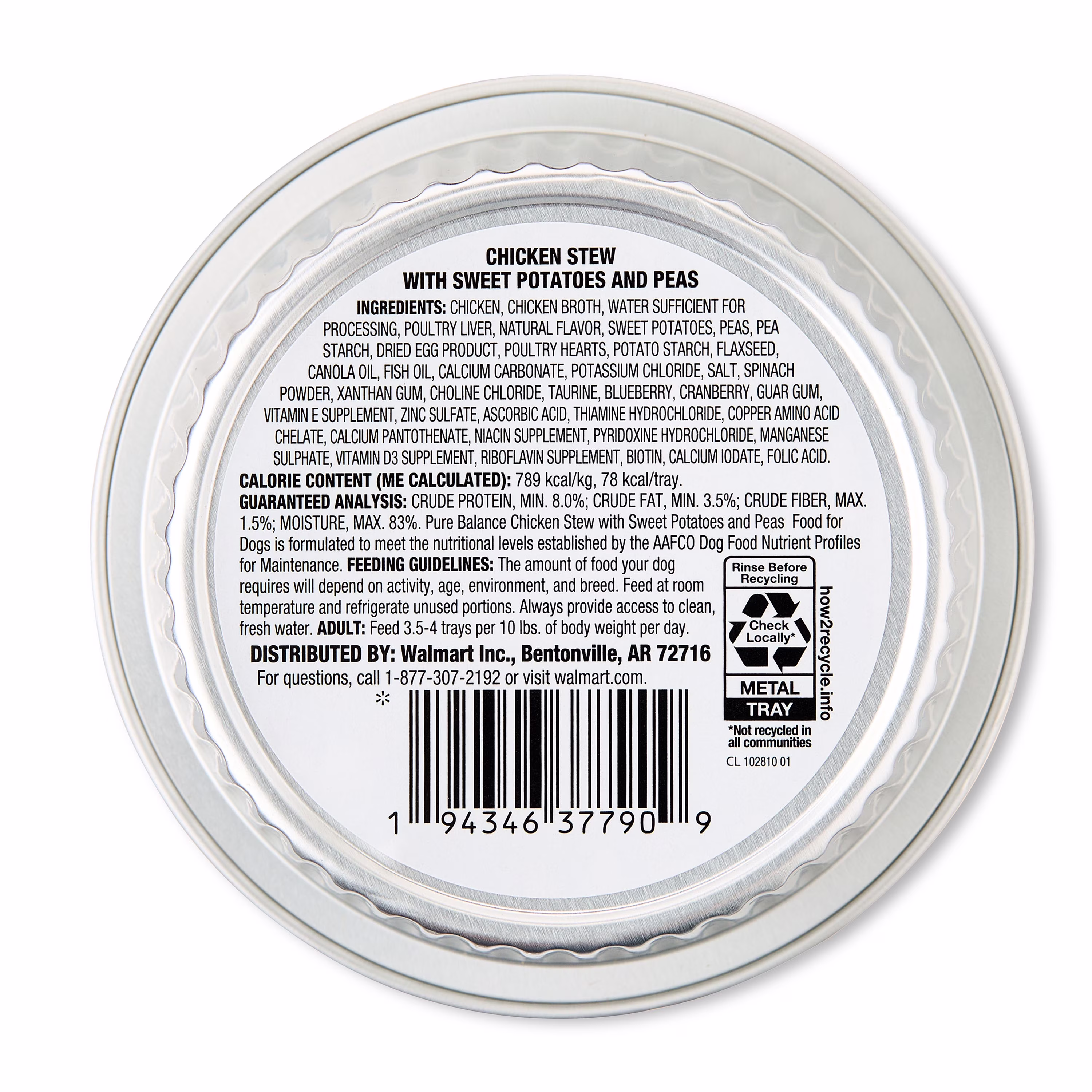 Pure Balance Chicken Stew with Sweet Potatoes & Peas Grain-Free Wet Dog Food, 3.5 oz Tray