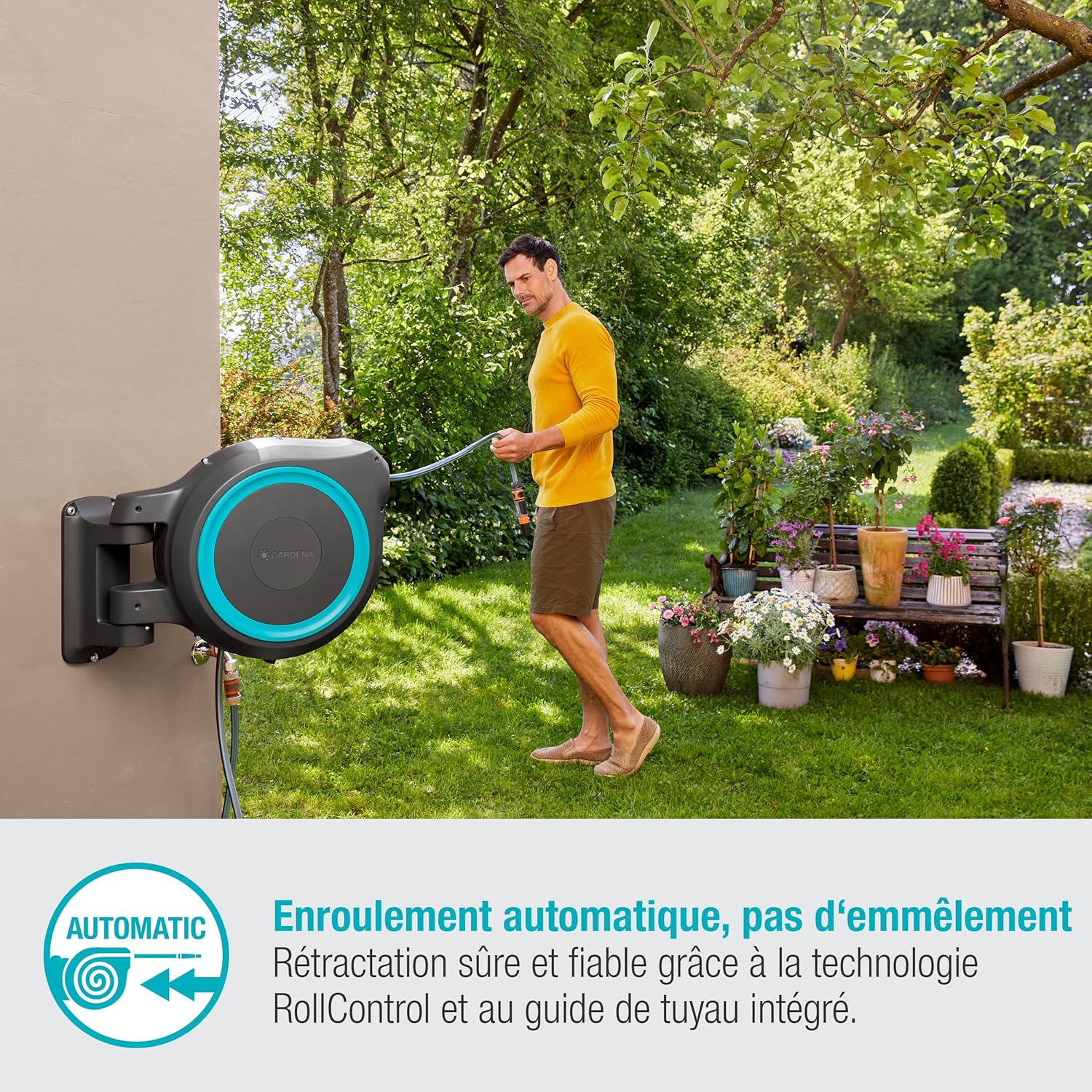 Dévidoir mural automatique 35 m O13 mm kit complet