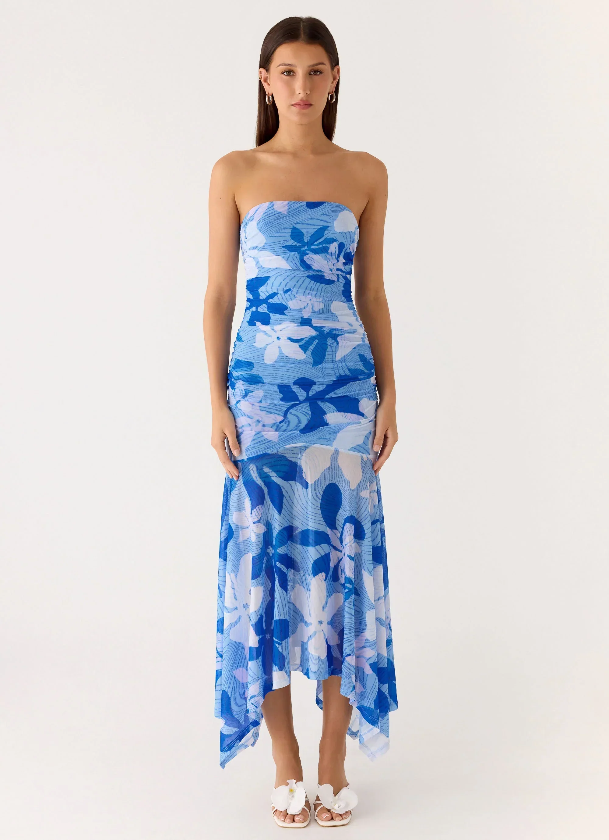 Lo Siento Midi Dress - Indigo Garden