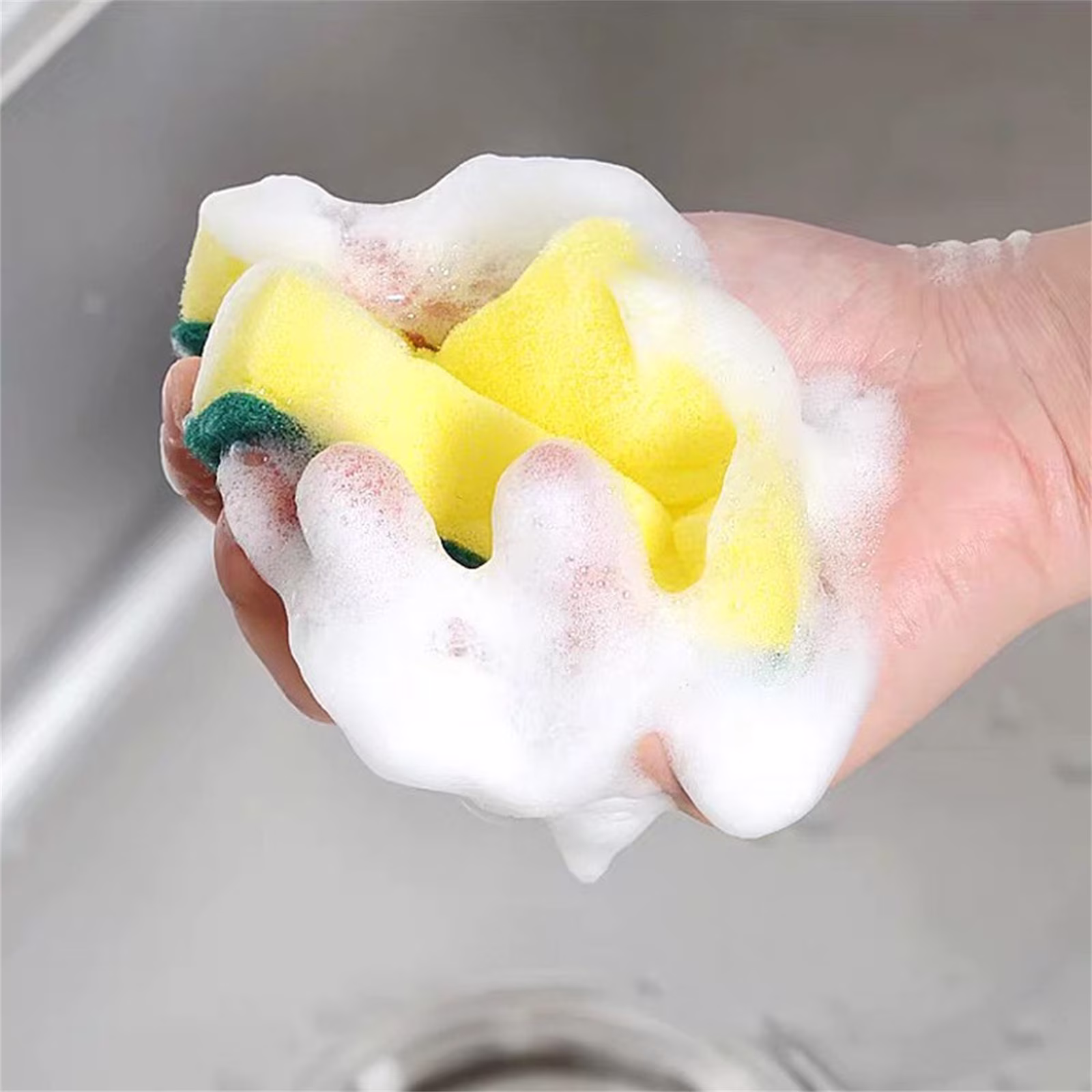 OAVQHLG3B 10 Pcs Dish Washing Sponge Kitchen Cleaning Scrub pad Pack Household Bathroom Use dust Car Wash Non Scratch Scouring Dishwasher Sink Dishwashing Soft Mesh Net Pot Scrubbers