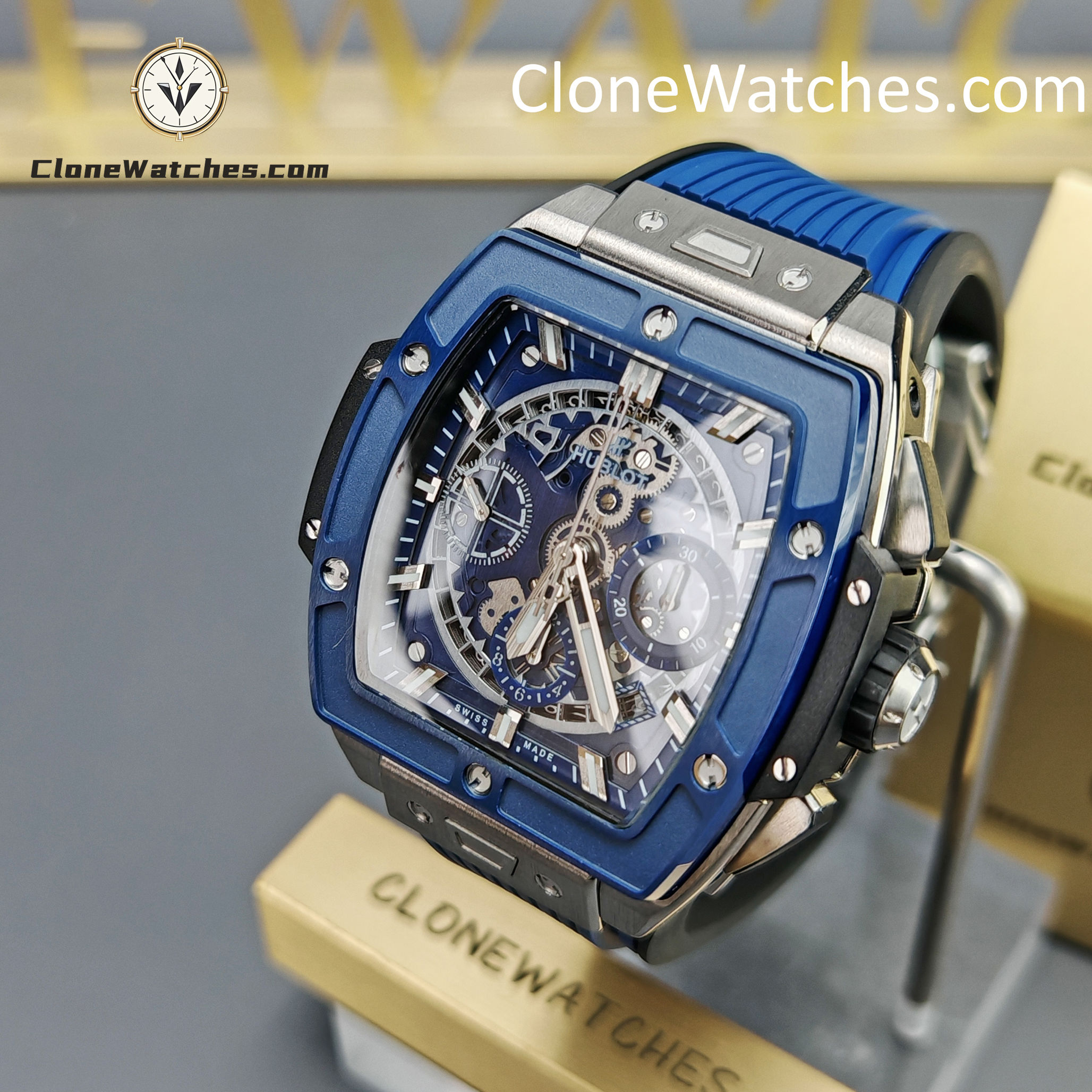 Hublot Super Clone Watches 1:1 Spirit of Big Bang Titanium Blue Ceramic 42MM 642.NL.7170.RX