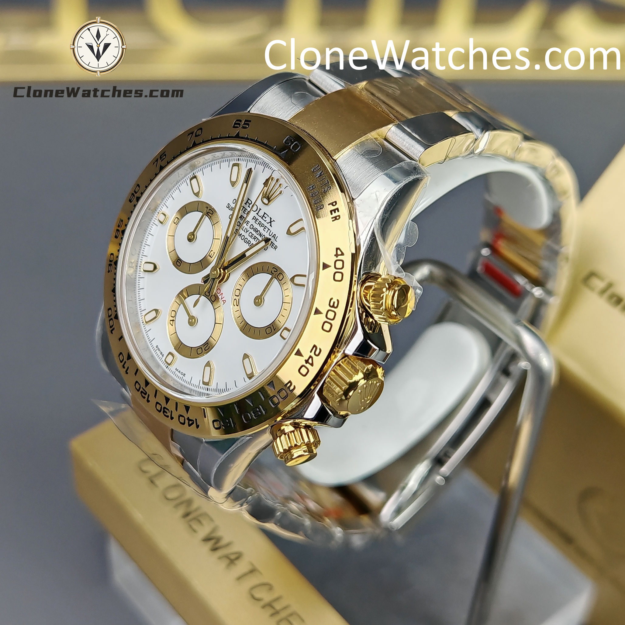 Rolex Super Clone Watches 1:1 Daytona 18k gold M116503-0001 White Dial 4130 movement