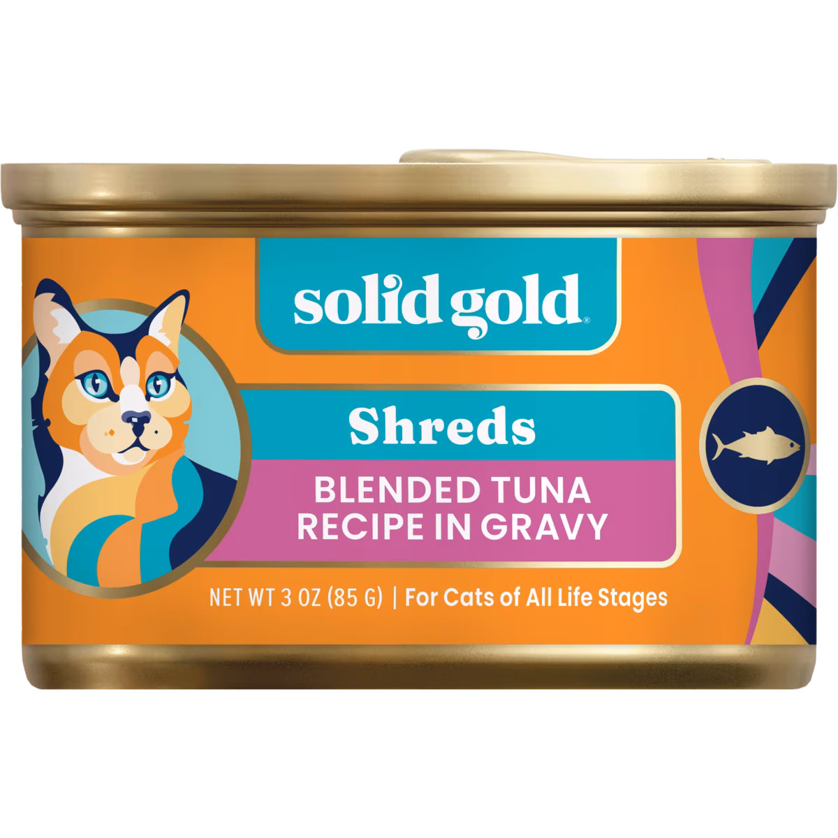Solid Gold Five Oceans Blended Tuna Gravy, Canned Wet Cat Food, Grain & Gluten Free Shreds with Gravy, 3oz Can