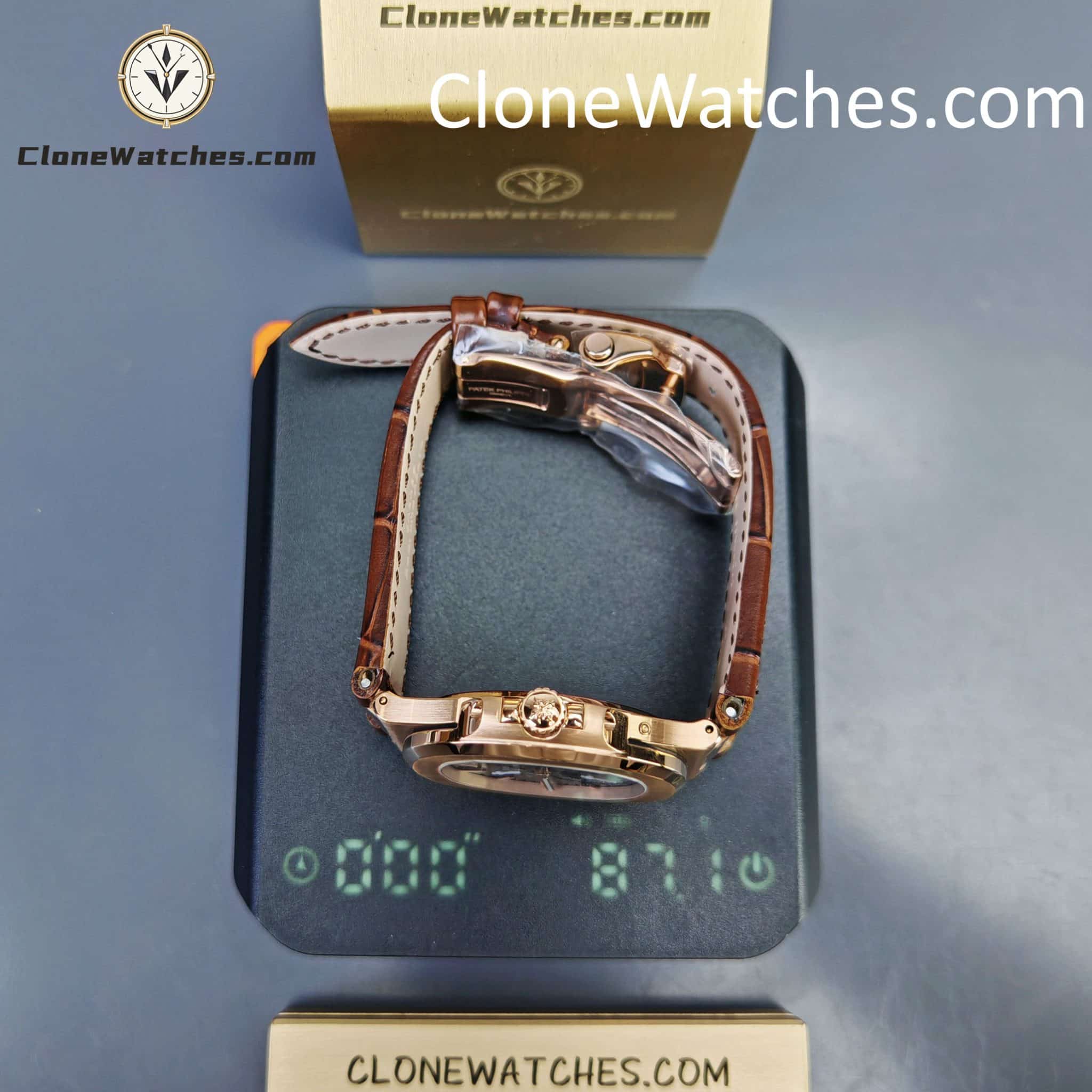 Patek Philippe Super Clone Watches 1:1 Nautilus 5712 Brown Dial Leather Strap