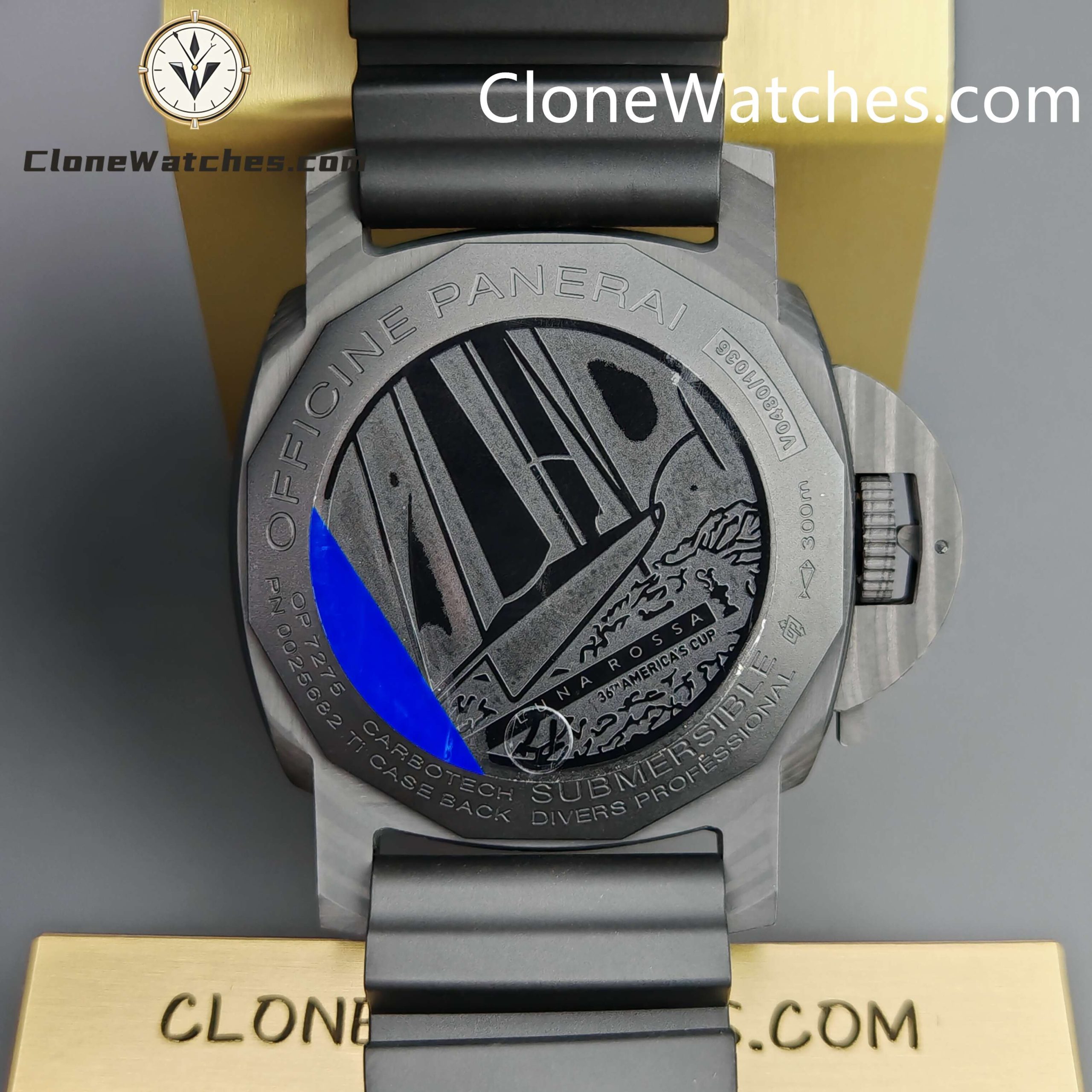 Panerai Super Clone Watches 1:1 Submersible Luna Rossa CarboTech GMT America’s Cup PAM 01039