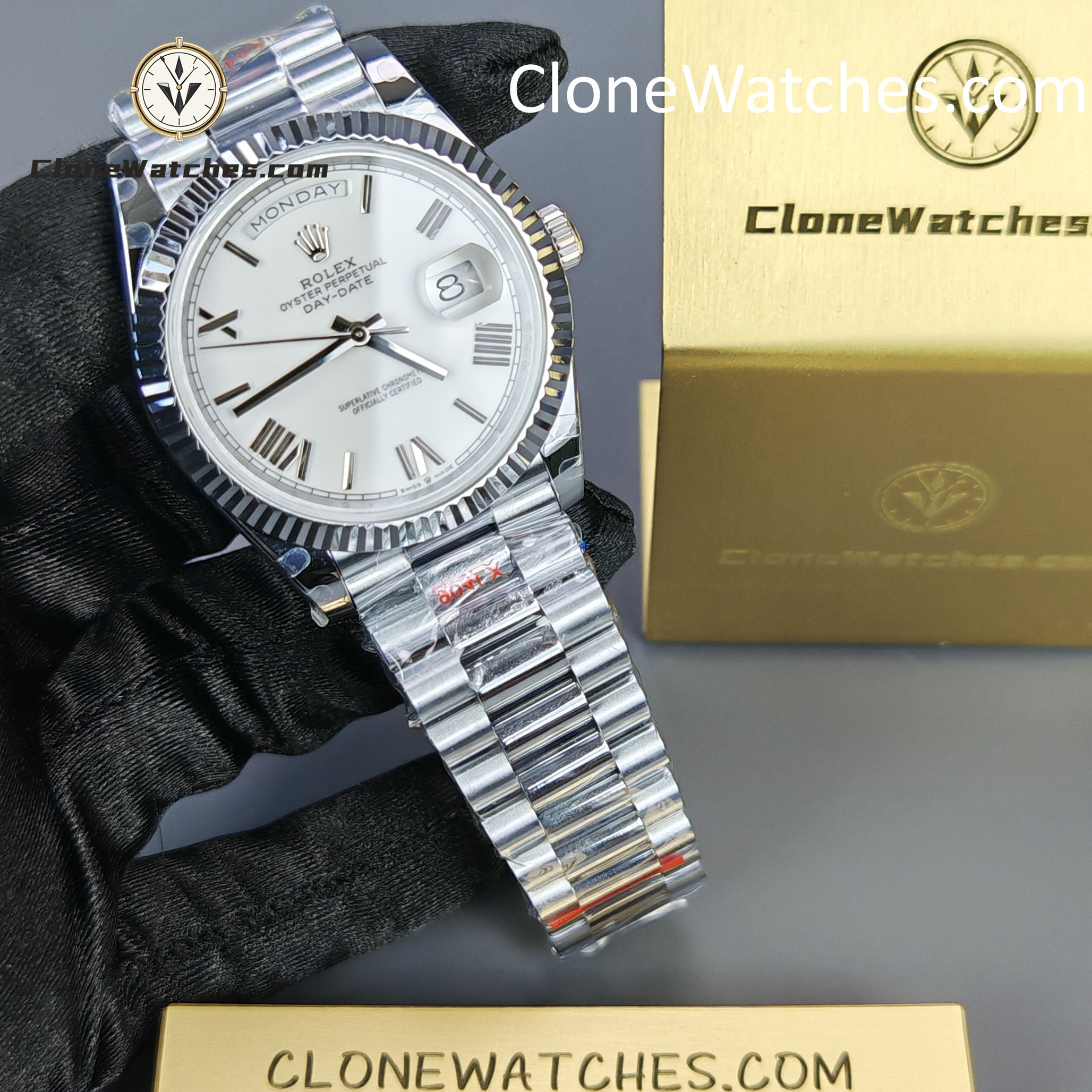 Rolex Super Clone Watches 1:1 Day Date White Dial 40mm m228239-0046 3255 Movement