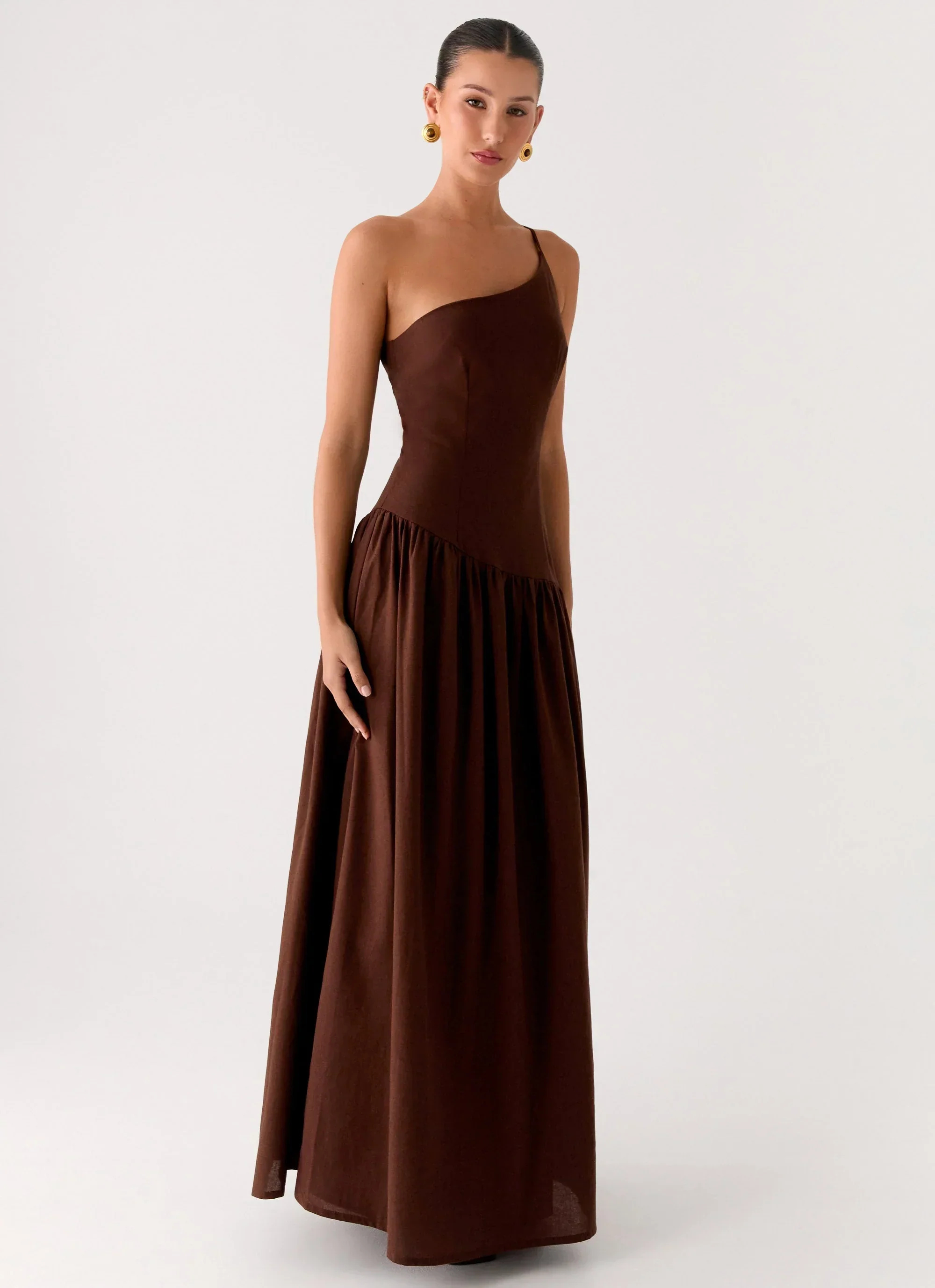 Thinking About You Linen Maxi Dress - Brown