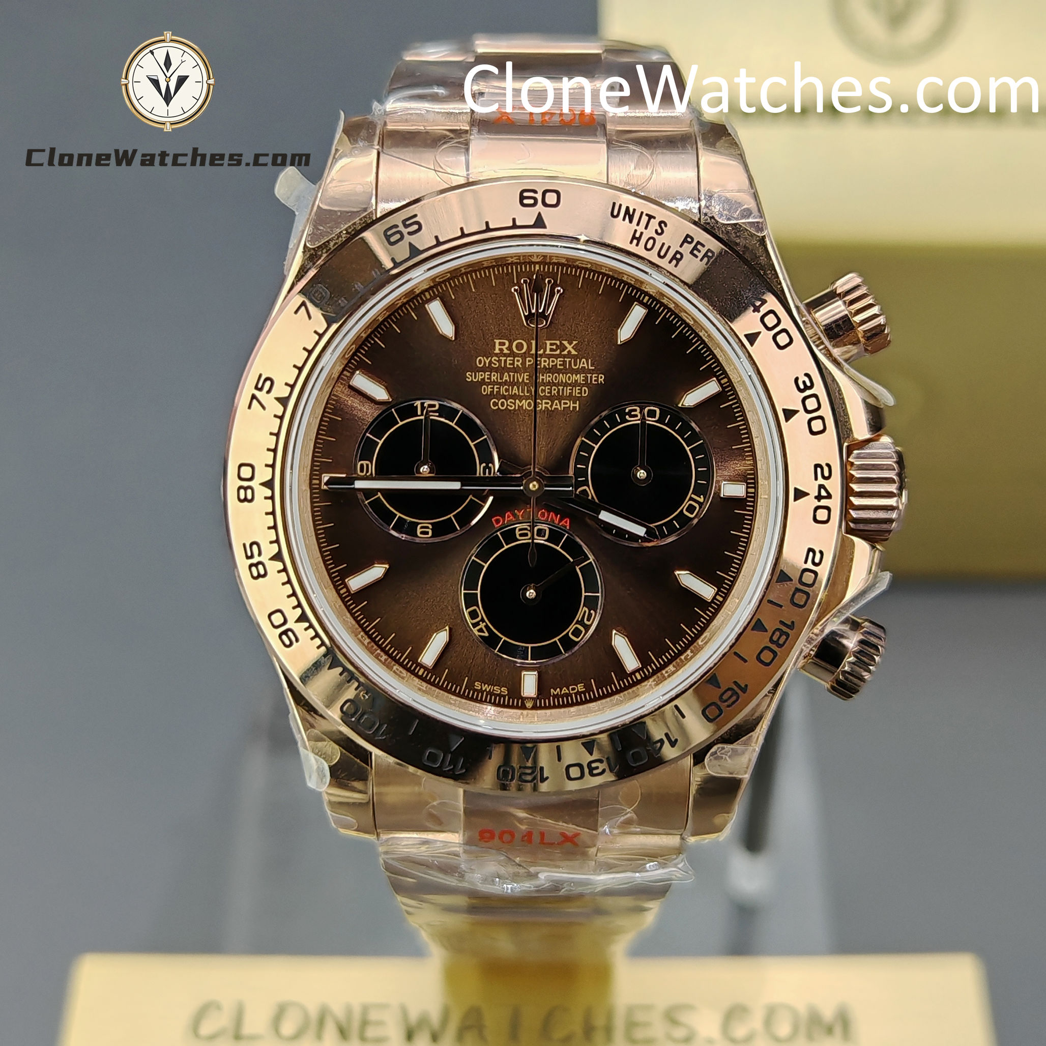 Rolex Super Clone Watches 1:1 Daytona Rose Gold Brown Dial M126505-0005 4131 Movement