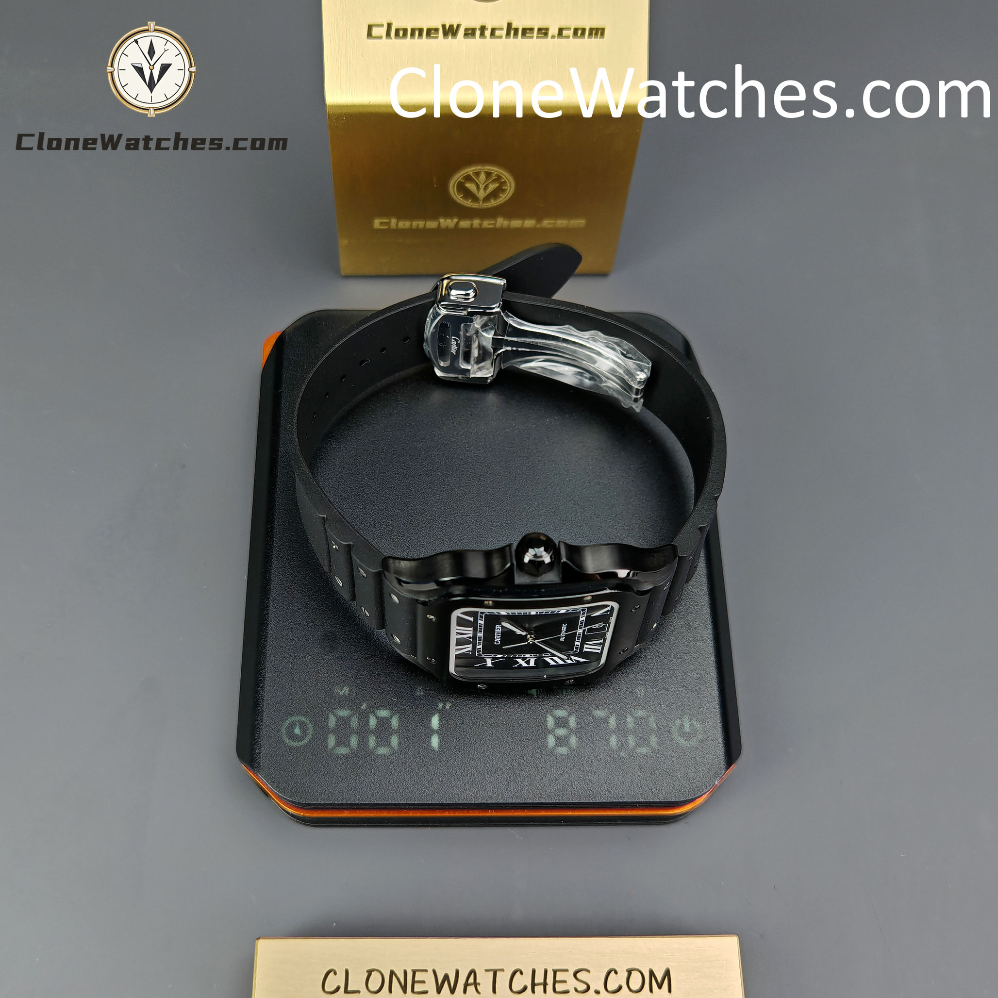 Cartier Super Clone Watches 1:1 Santos Series Black Dial 39.8MM WSSA0039 Rubber Strap