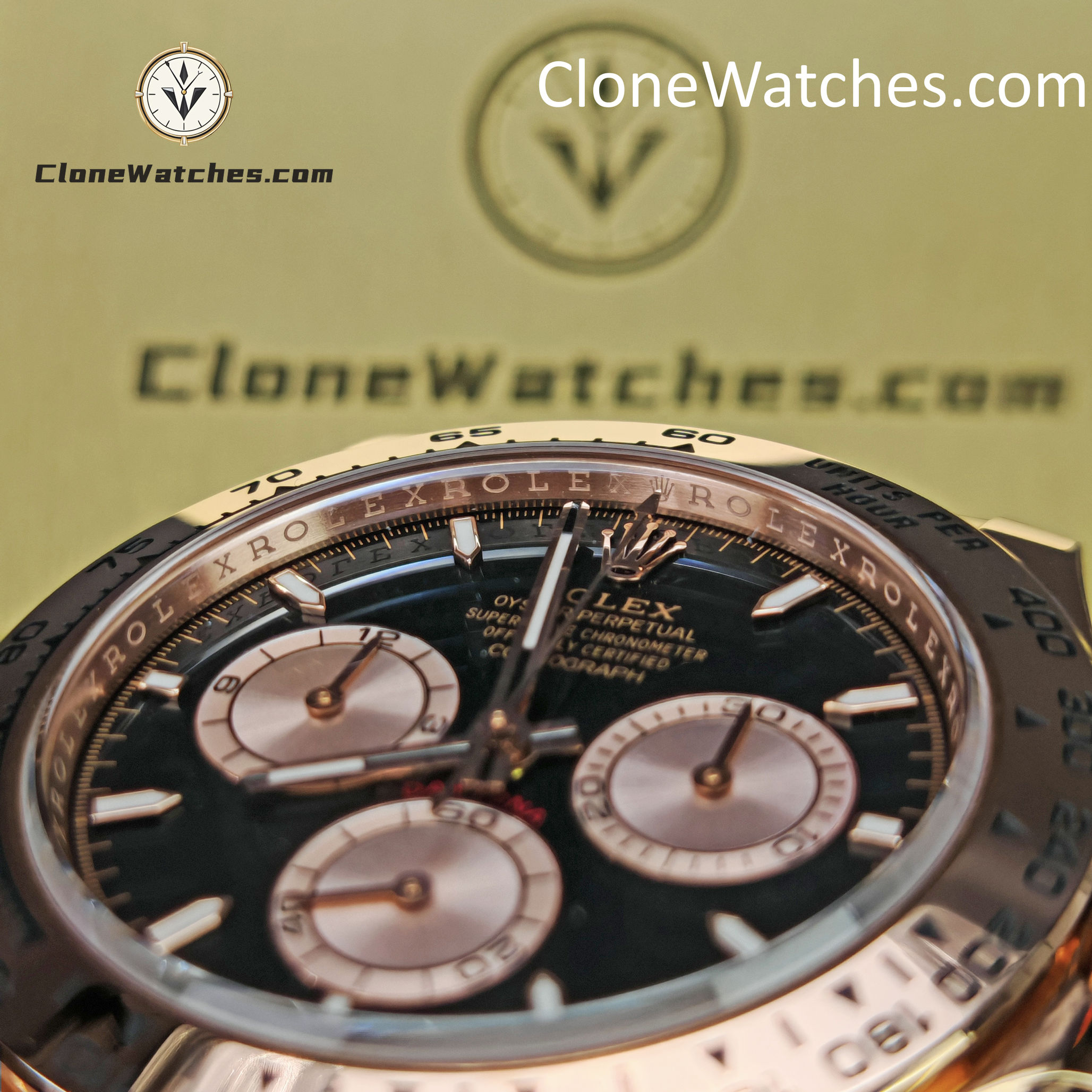 Rolex Super Clone Watches 1:1 Daytona 18K Rose Gold Black Dial m126505-0001 4131 Movement