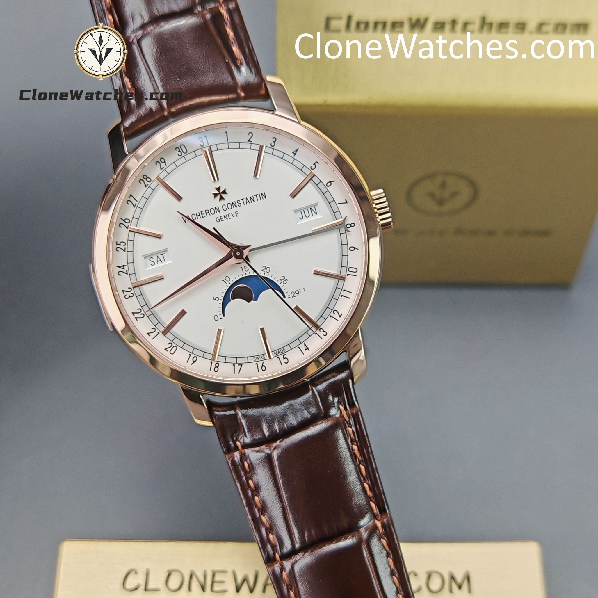 Vacheron Constantin Super Clone Watches 1:1 Traditionnelle Rose Gold 4010T/000R-B344 White Dial