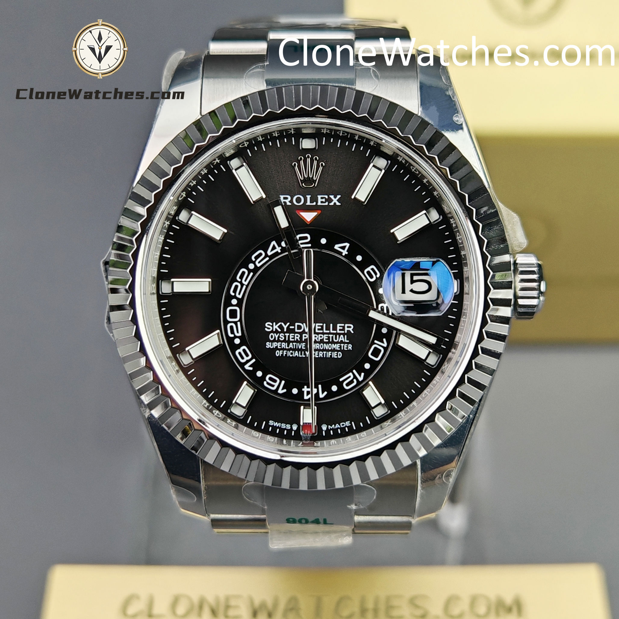 Rolex Super Clone Watches 1:1 Sky Dweller Black Dial Oyster m336934-0007 9002 Movement