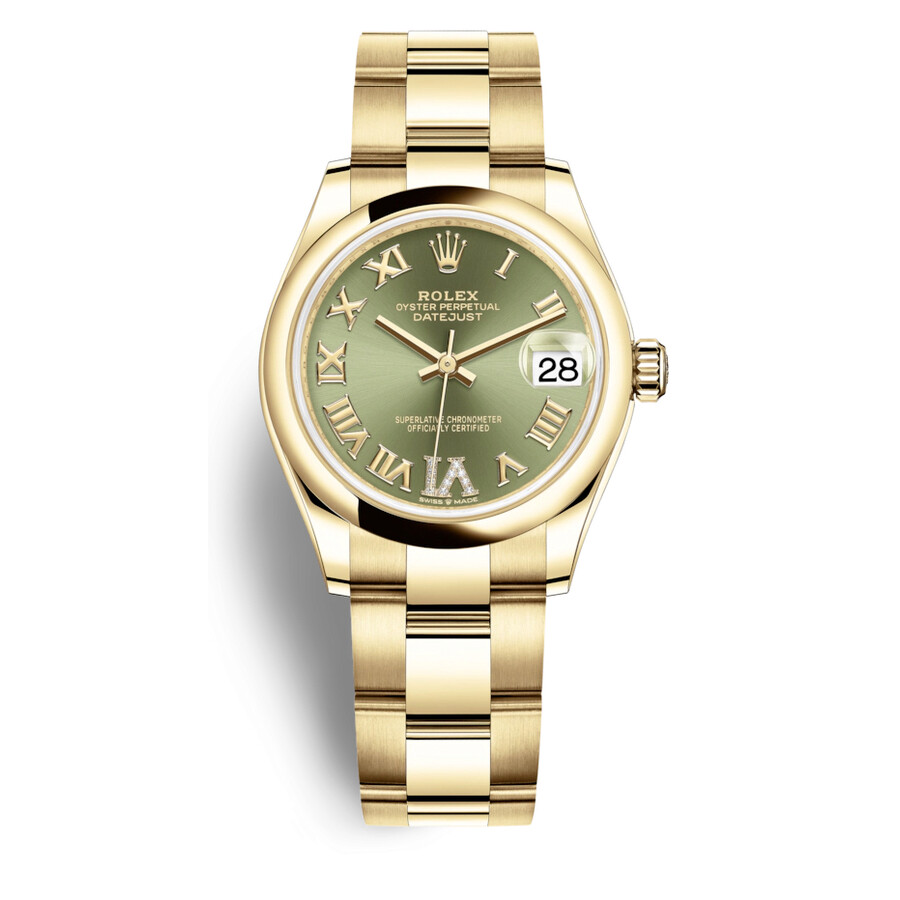 Rolex Datejust 31 Olive Green Dial Automatic Ladies 18kt Yellow Gold Oyster Watch 278248GNRDO（Lifetime free warranty+90-days replacement service & Refund!.）