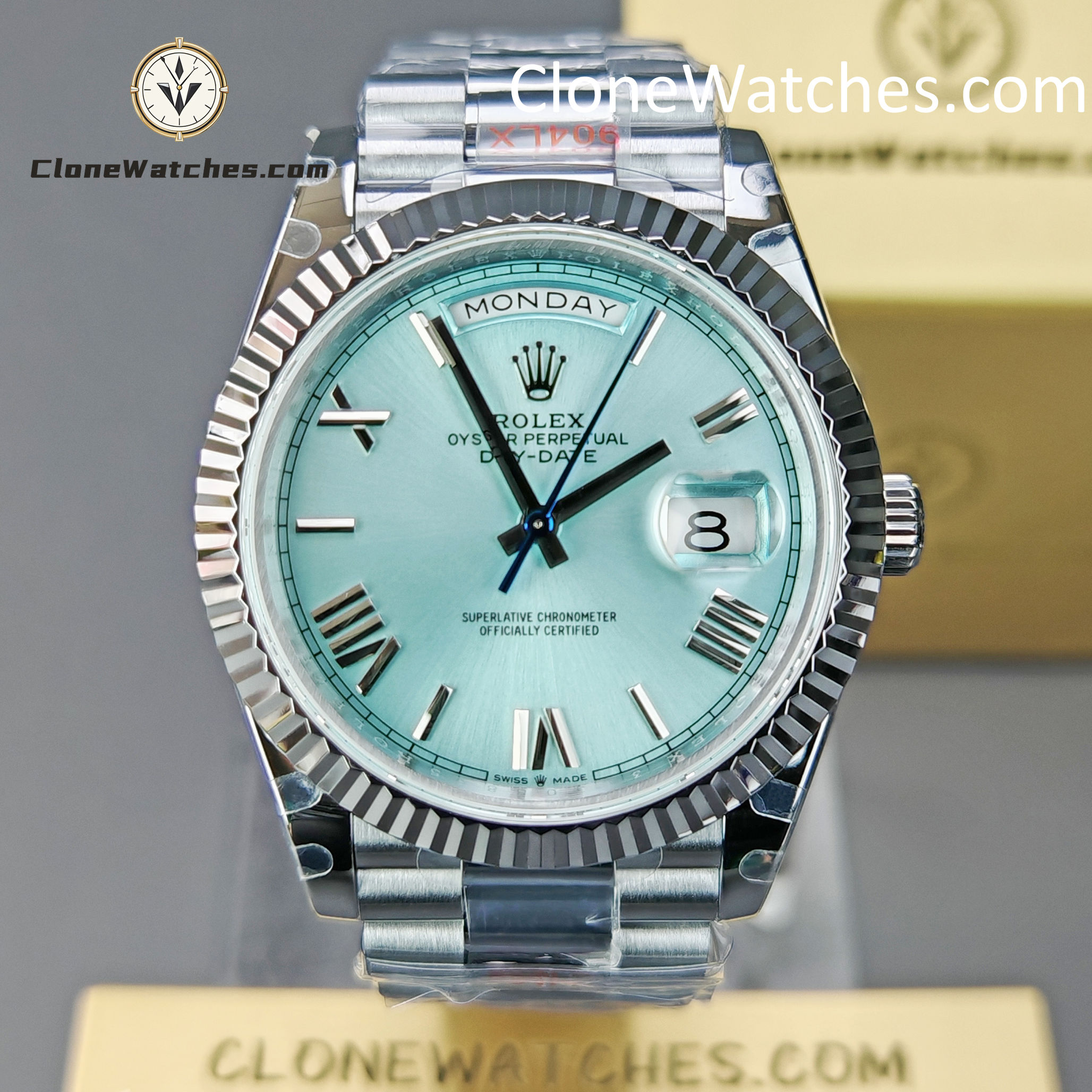 Rolex Super Clone Watches 1:1 Day Date Ice Blue Dial 40mm M228236-0012 3255 Movement