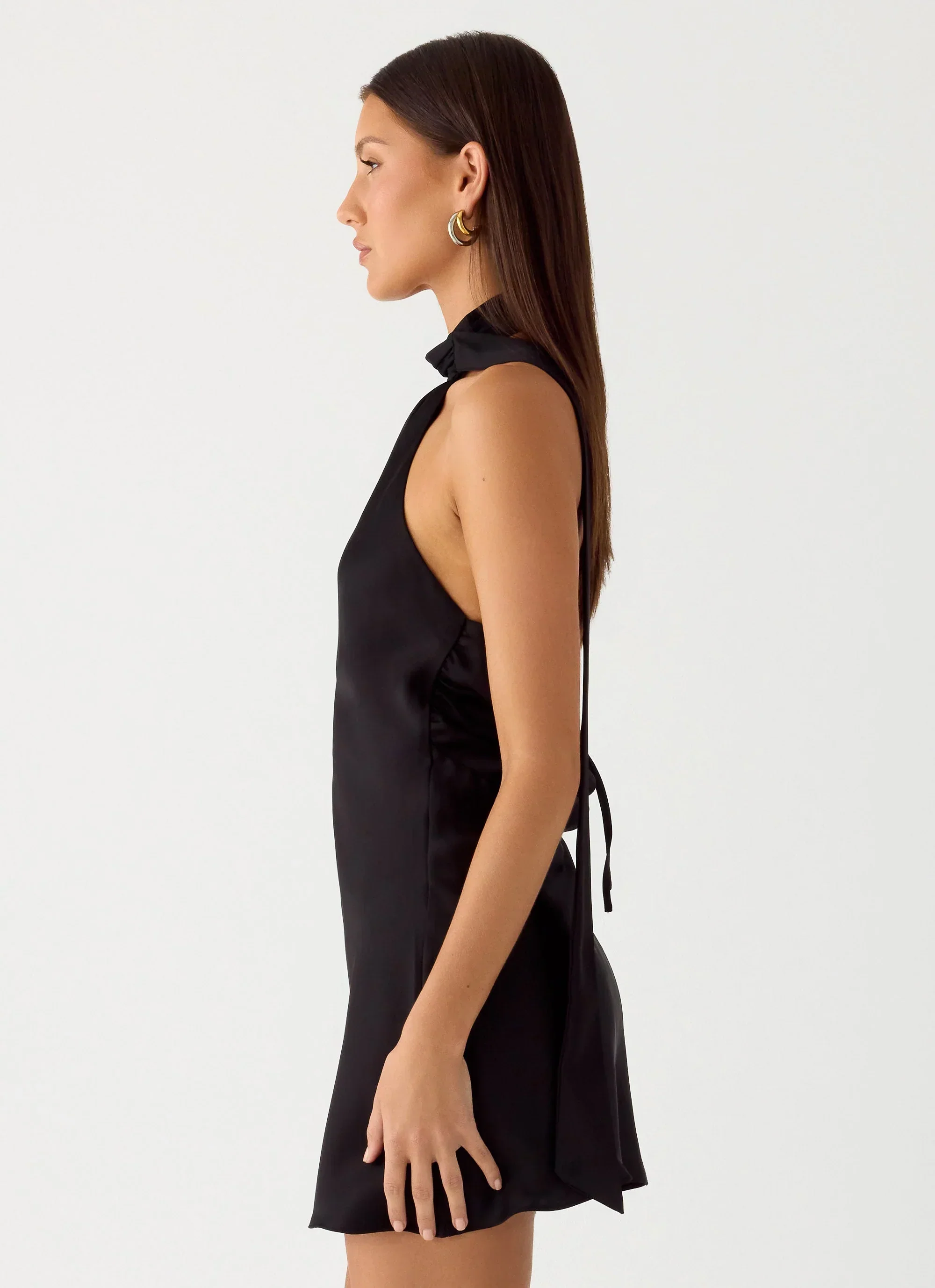 Keena Scarf Mini Dress - Black