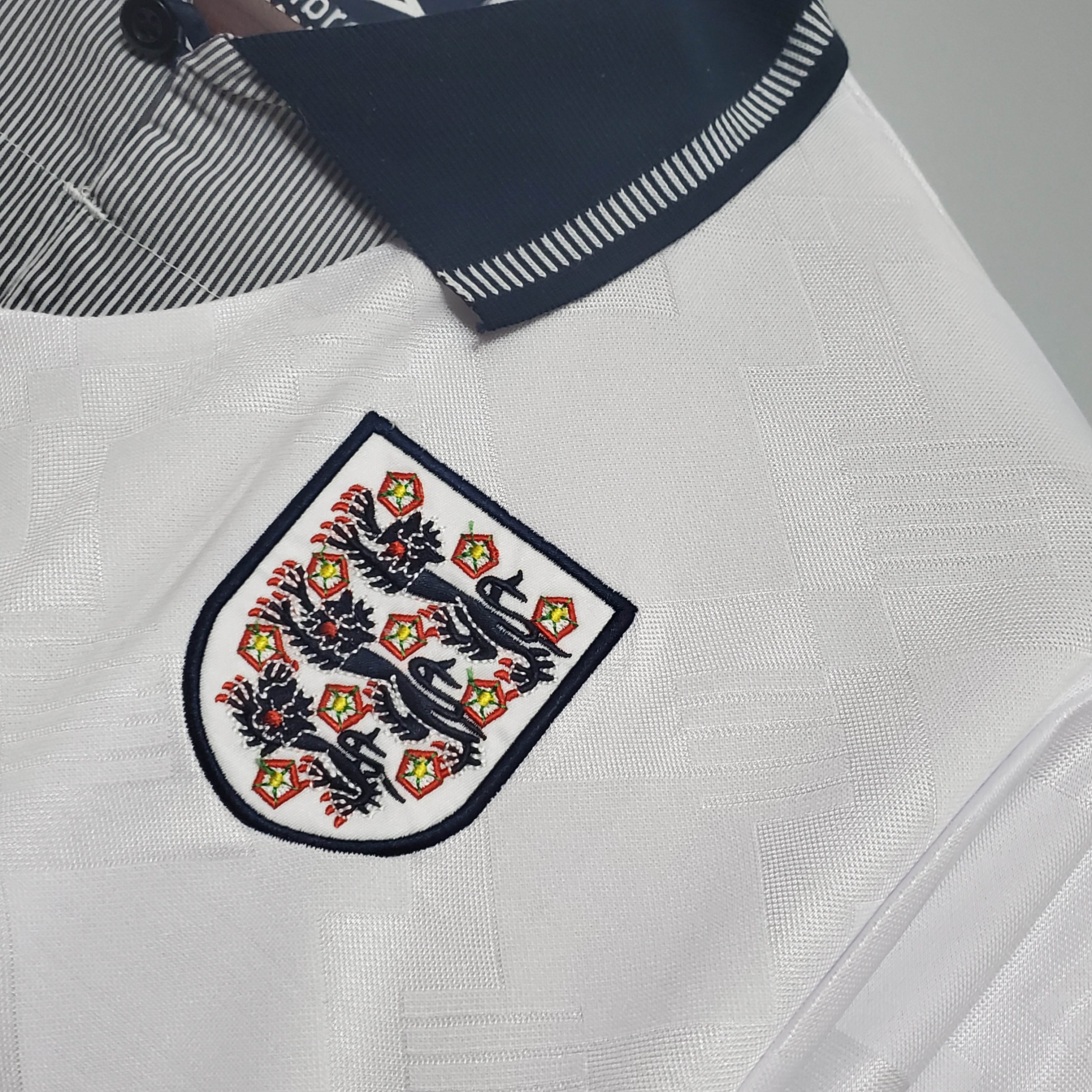 1990 Retro England Home Soccer Jersey - Fans Edition
