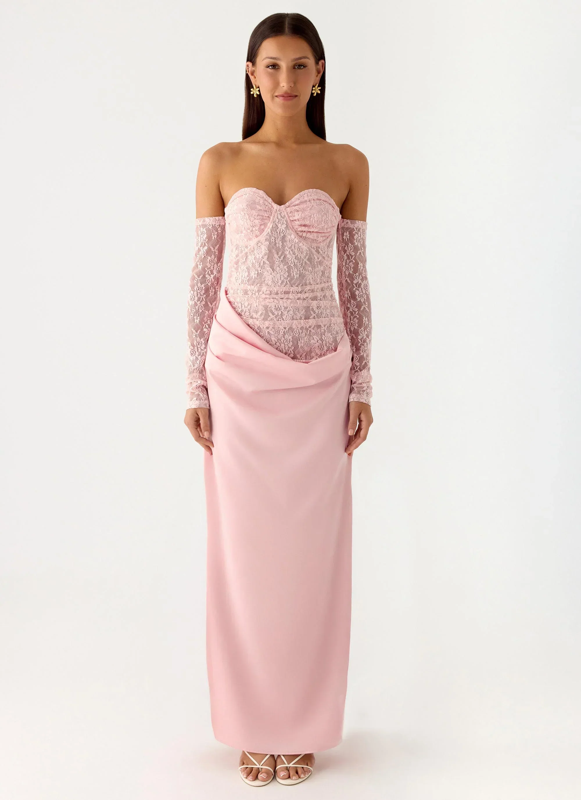 Kaina Off Shoulder Maxi Dress - Pink