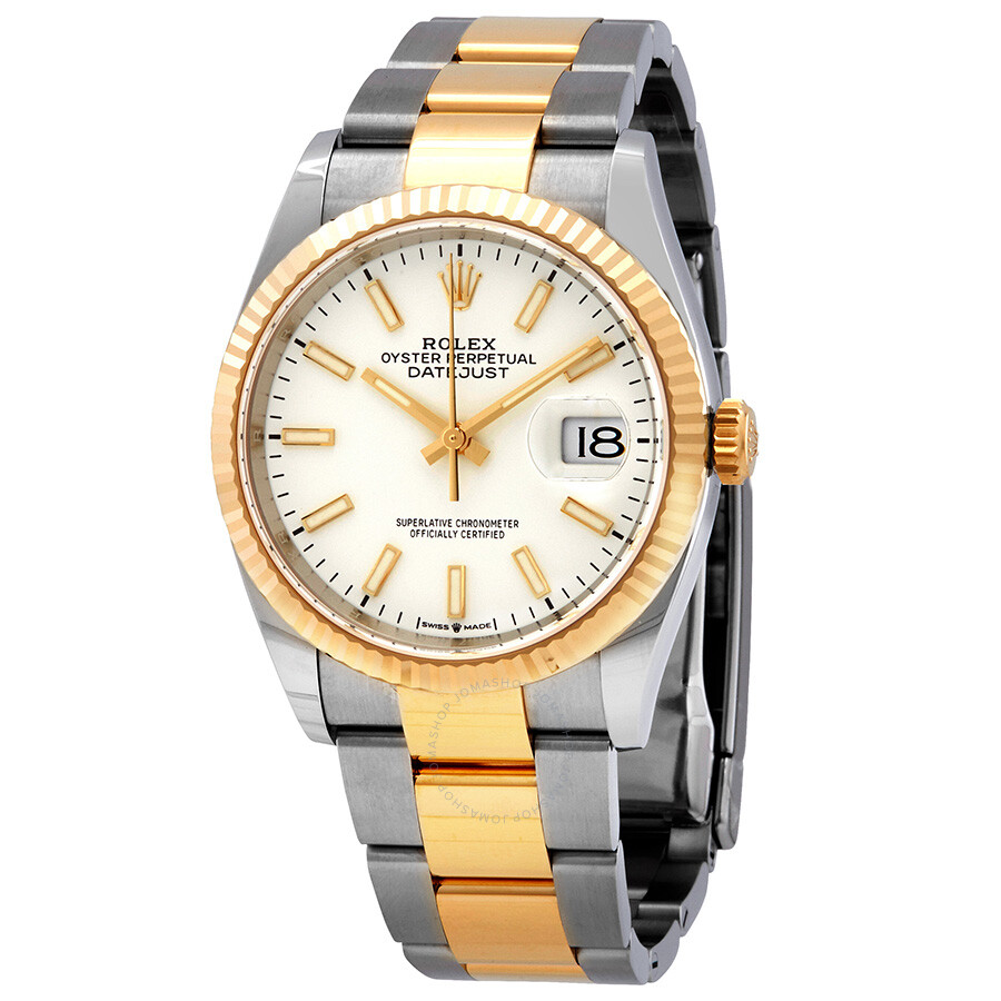 Rolex Datejust 36 White Dial Men s Stainless Steel and 18kt Yellow Gold Oyster Watch 126233WSO（Lifetime free warranty+90-days replacement service & Refund!.）
