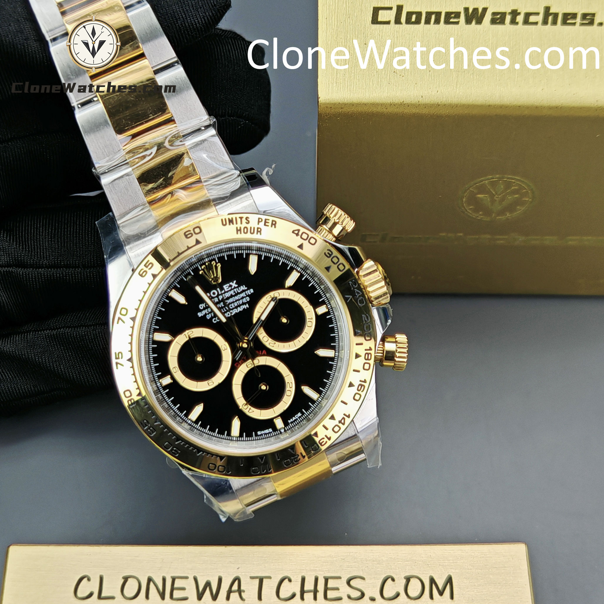 Rolex Super Clone Watches 1:1 Daytona 18k Gold Black Dial M126503-0003 4131 Movement