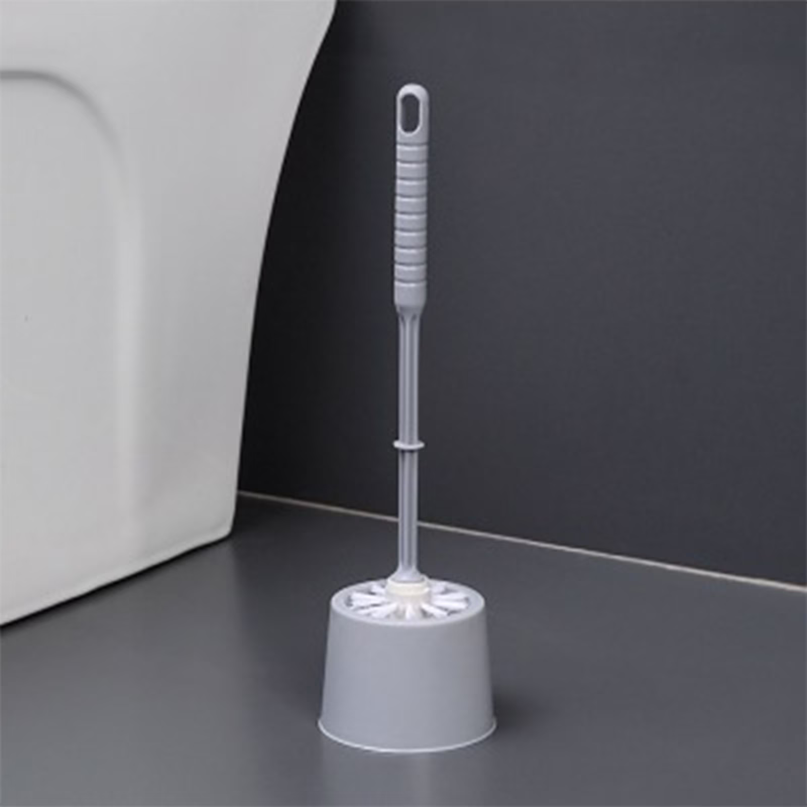 Tao Tao Toilet Brush and Holder,Plastic Toilet Bowl Cleaning Brush Set,Under Rim Lip Brush and Storage Caddy For Bathroom Gray