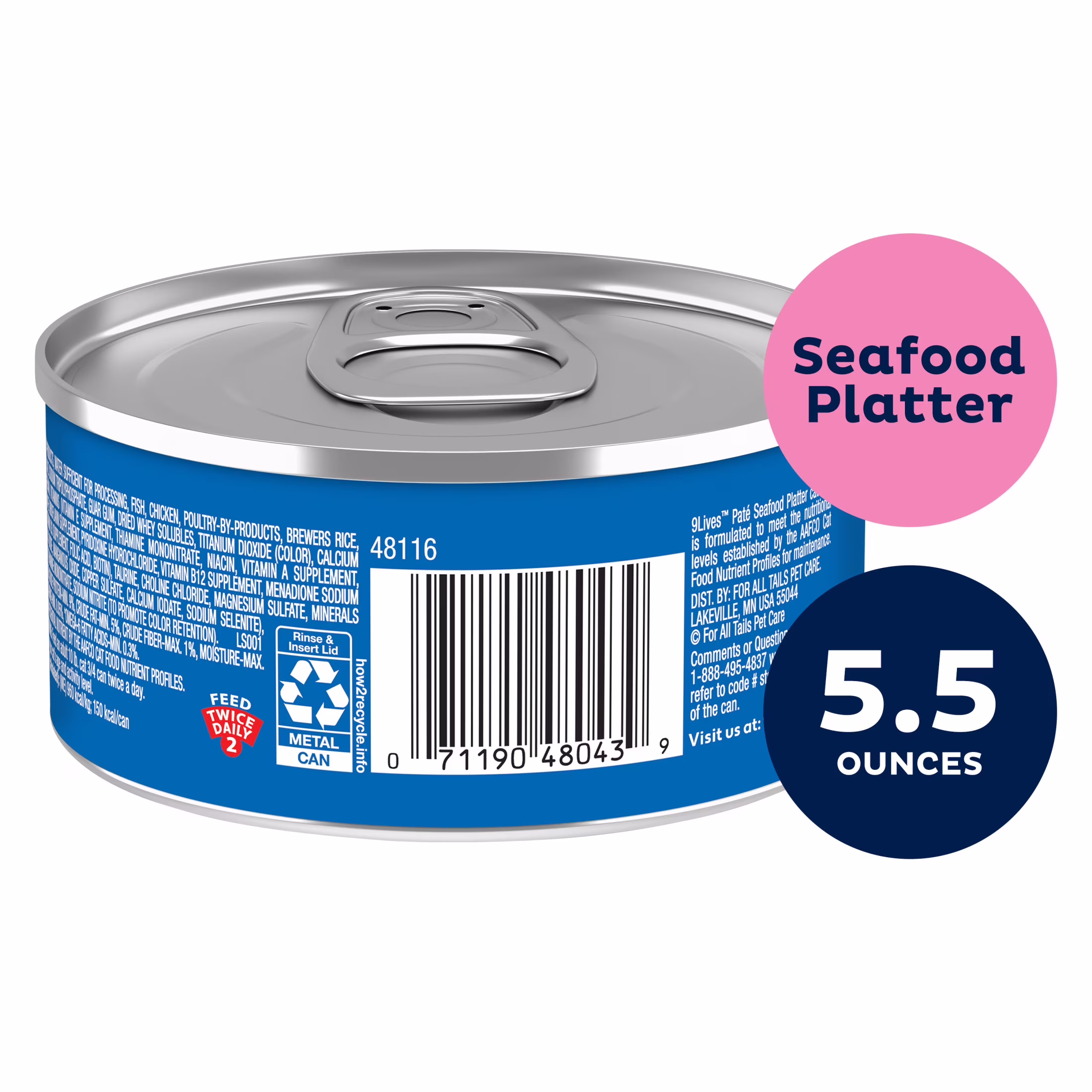 9Lives Seafood Platter Paté Wet Cat Food, 5.5 oz. Can