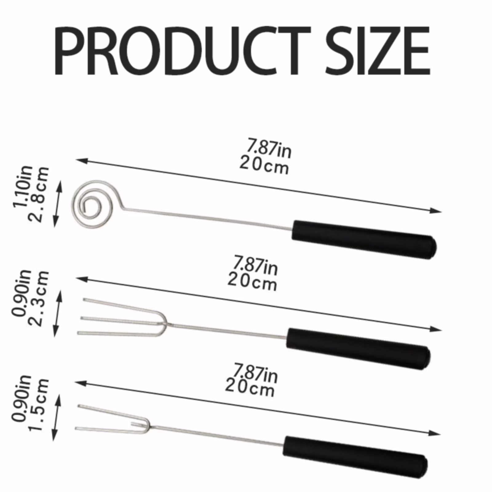 Black Stainless Steel Chocolate Dipping Fork, Fondue & Baking Tool for Perfect Chocolate Coating (Type A, 1pc)