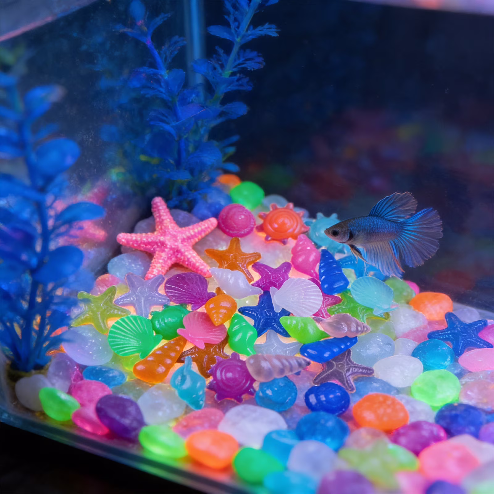 NWOKYZGH 45Pcs In-the-Dark Sand for Aquarium Landscaping Fluorescent Gravel for Vases Border Sand Fluorescent Particles Stones